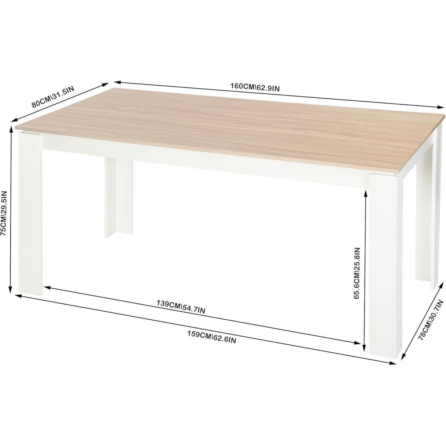 LuxusKollektion Essgruppe Esstisch Essgruppe 6 160CM-Eiche-Weiß Tischbein Tisch 6 Weiß Stühle – Bild 5 von 5