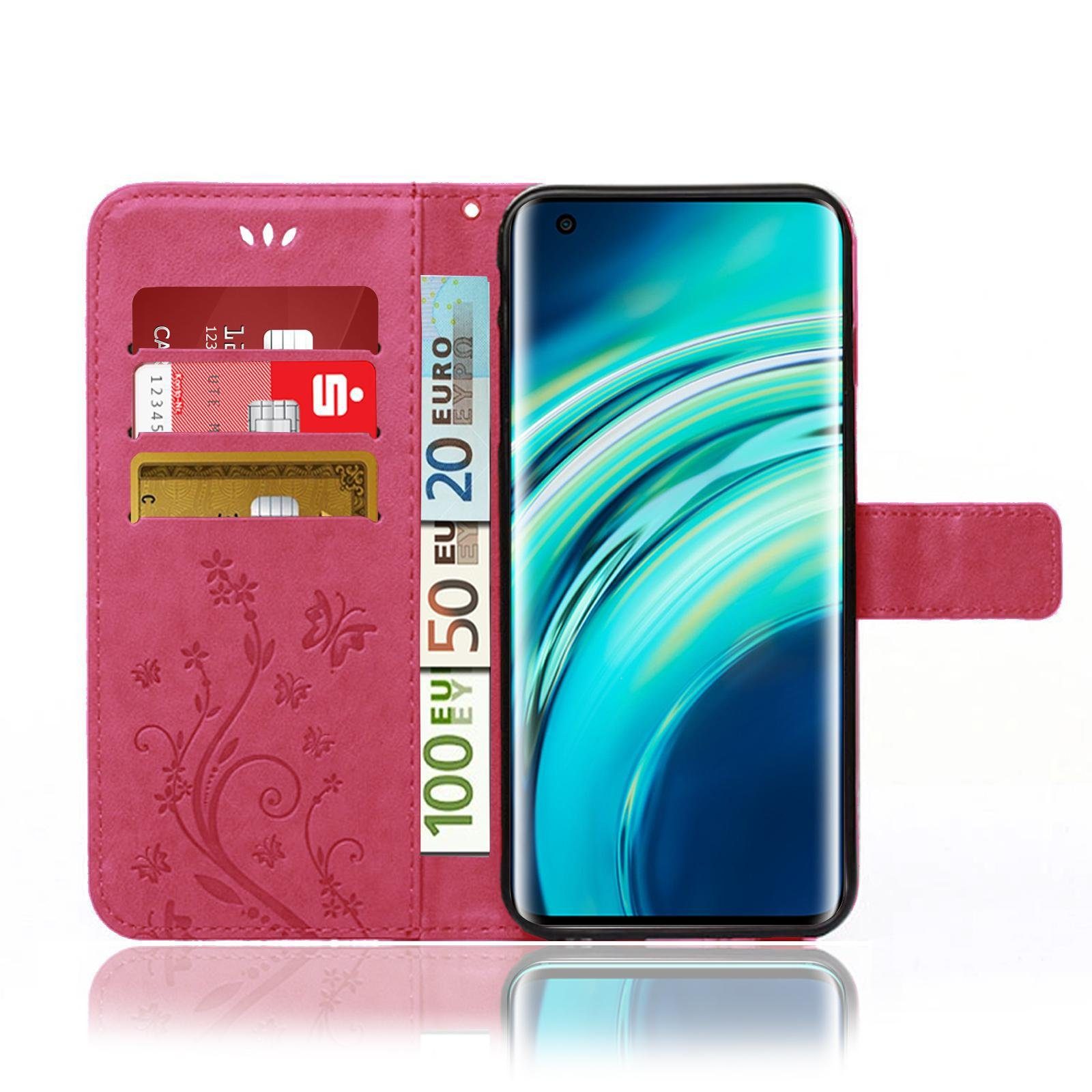 Numerva Handyhülle Bookstyle Flower für Xiaomi Mi 10 / Mi 10 Pro, Handy Tasche Schutzhülle Klapphülle Flip Cover mit Blumenmuster
