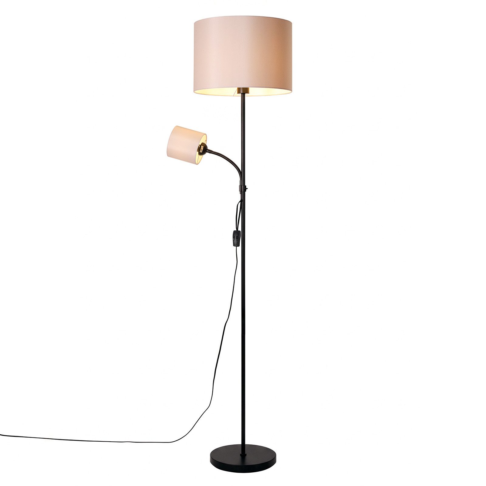 OTTO home Stehlampe Avveline - Textilschirm Stehleuchte, ohne Leuchtmittel, H. 168 cm, Stoffschirm Ø 36 x 25 cm E27 Leseleuchte Ø 12 x 11,5 cm E14