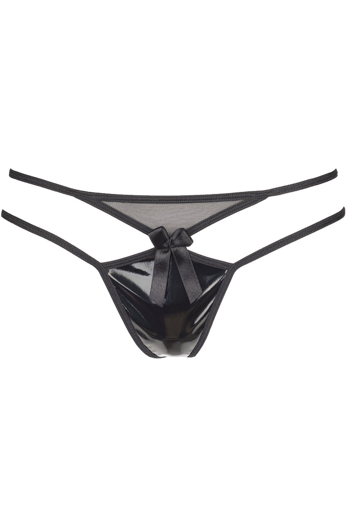 String String in schwarz in Übergrößen Tanga im Latexlook sexy Wetlook