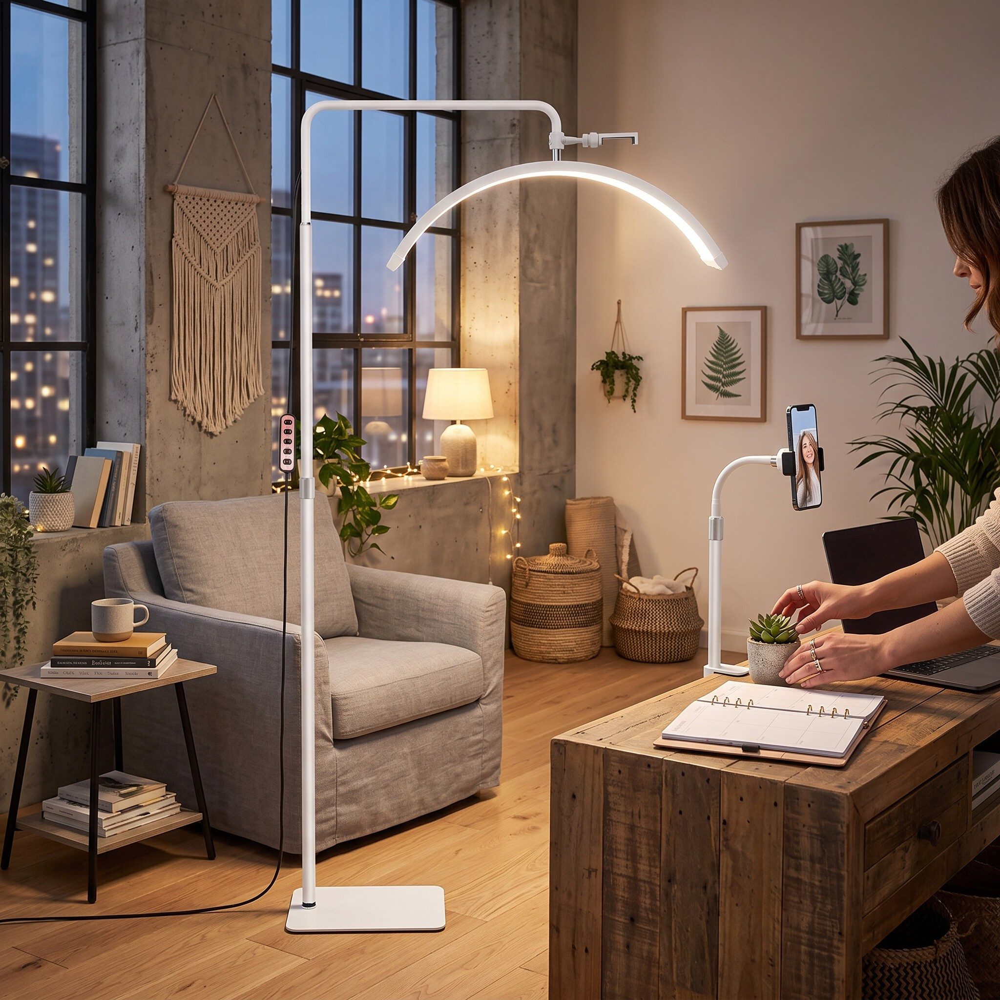 GARRYFIZH LED Stehlampe Andoer HD-M6XR 36W Half-moon Shaped Fill Light, LED fest integriert, Boden-LED-Videoleuchte 5600K Dimmbar