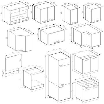 Vicco Winkelküche R-Line, Weiß/Anthrazit, 257 x 277 cm J-Shape