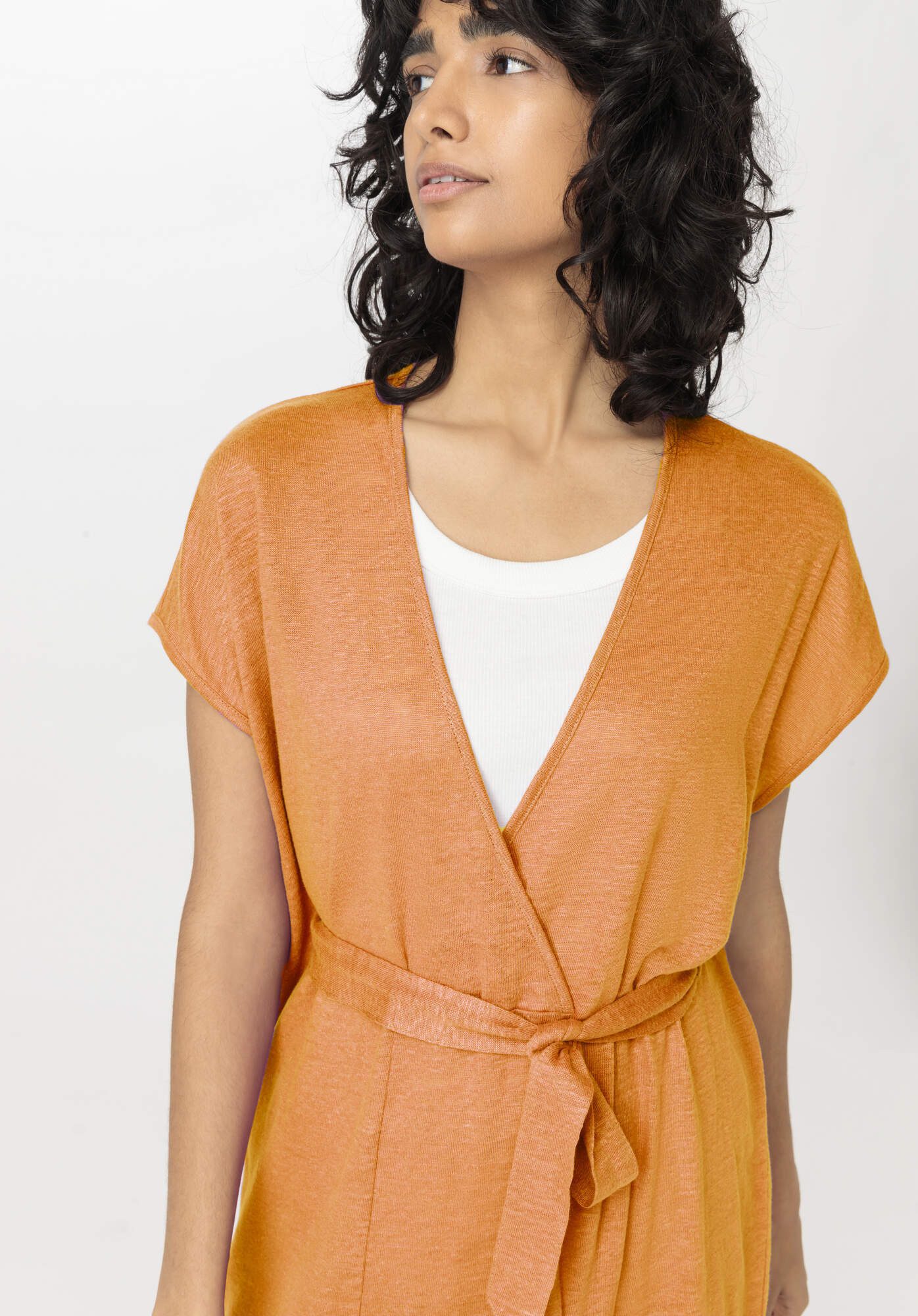 Hessnatur Jerseykleid Midi Relaxed aus reinem Leinen (1-tlg)