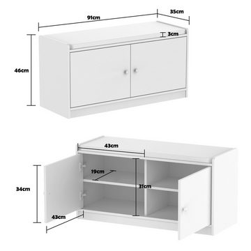 FUFU&GAGA Sitzbank mit Sitzfläche,Schuhregal mit Stauraum,35T x 91B x 46H cm