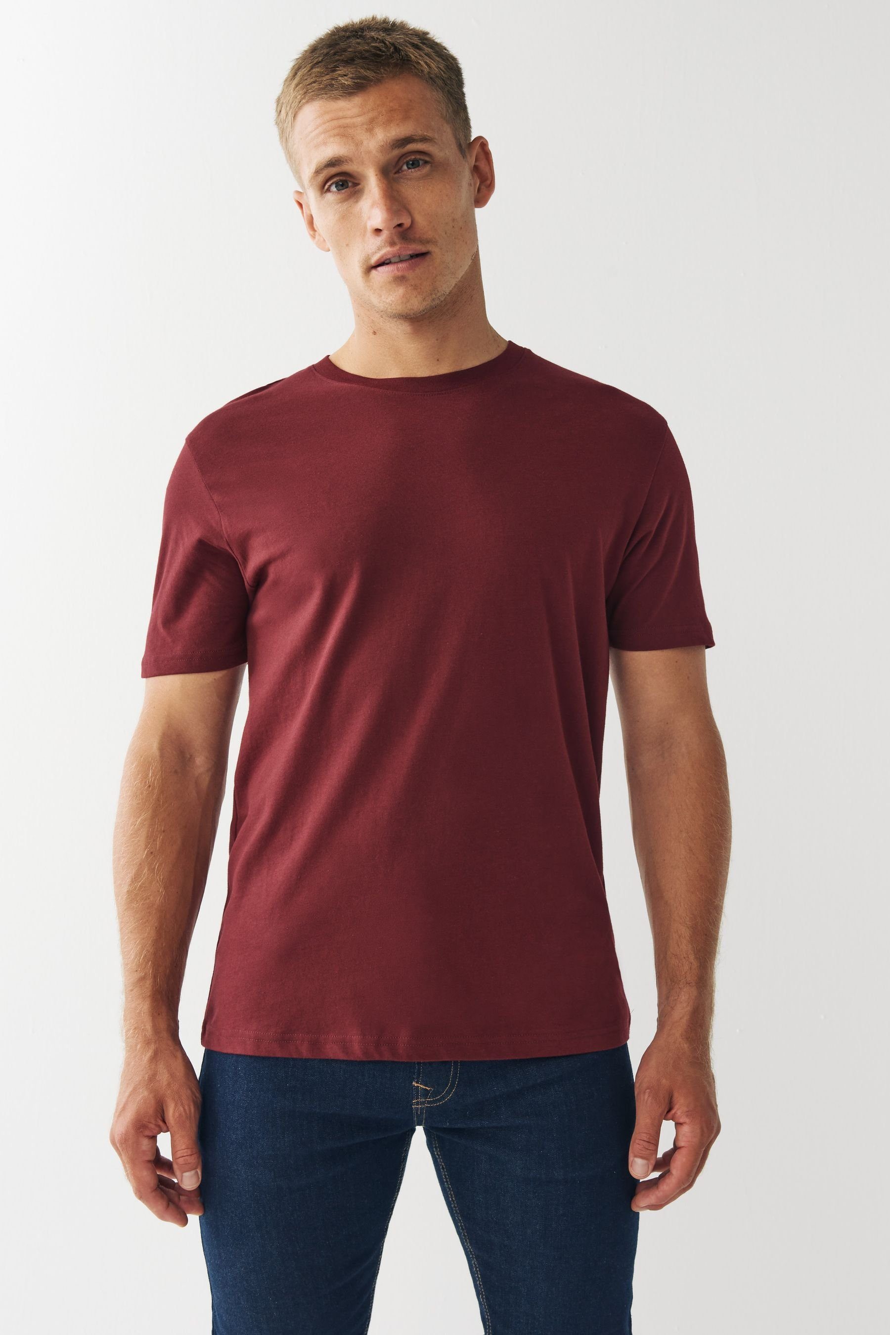 Essential Next T-Shirt T-Shirt Burgundy Rundhalsausschnitt mit Red (1-tlg)