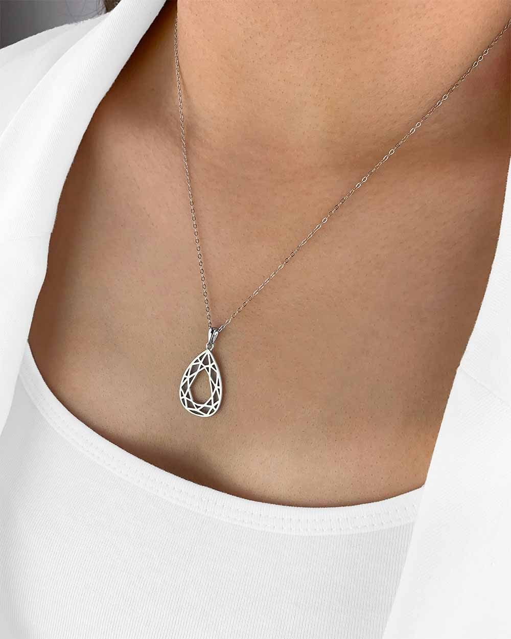 Kette mit Anhänger 'Vivian' Damen Halskette Silber 925 Mandala Tropfen Anhänger