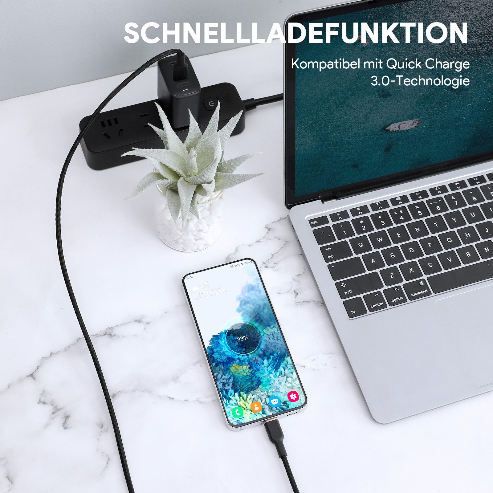 AUKEY CB-NAC1 USB-Kabel, USB-C, Handy Ladekabel, für iPhone und Android