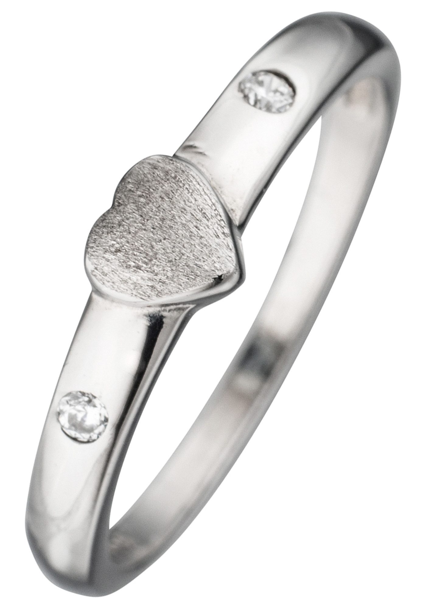JOBO Fingerring Kinderring Herz, 925 Silber mit Zirkonia