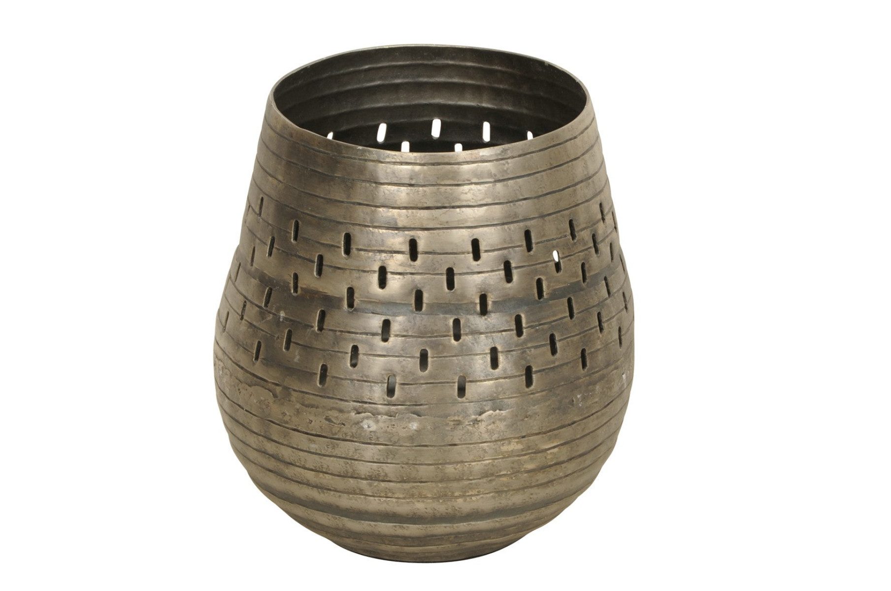 finehomegarden Windlicht Teelichhalter antiksilber Antik Look Ø14cm H12,5cm + Ø16cm H17,5cm (1 St), Metall Kerzenhalter Windlicht 2Größen wählbar