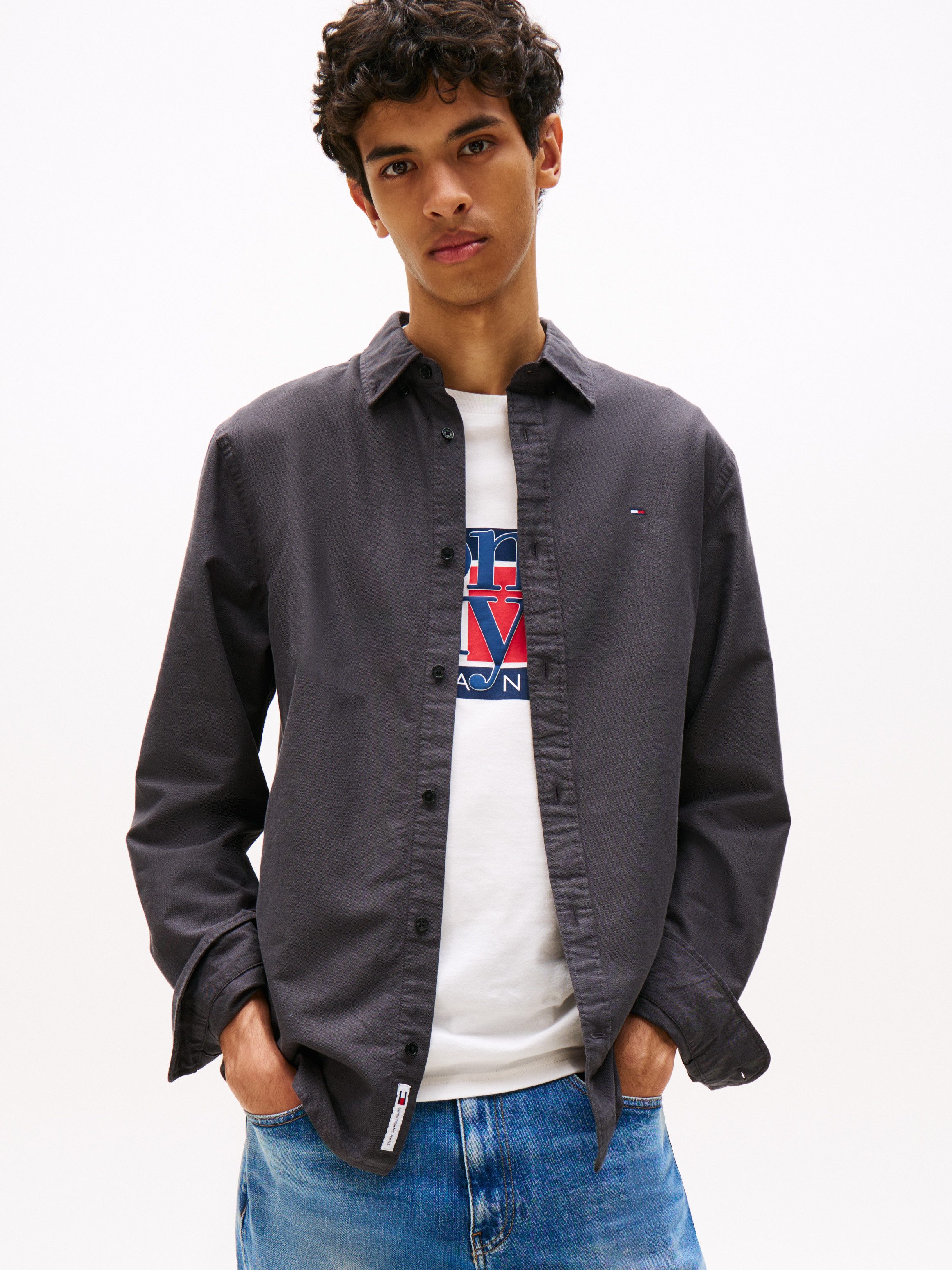 Tommy Jeans Langarmhemd TJM REG OXFORD SHIRT EXT Mit Rundhalsausschnitt günstig online kaufen