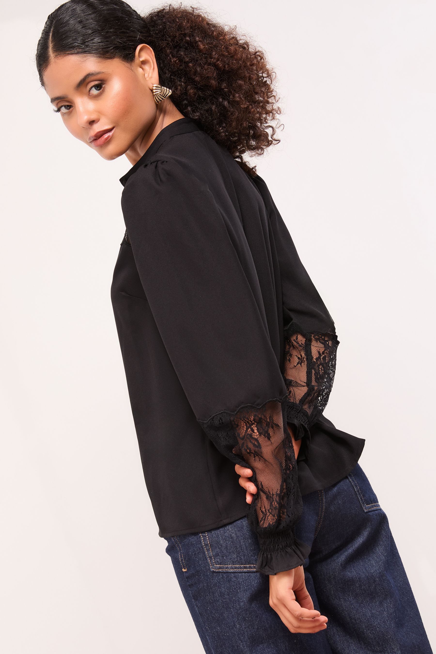 LIPSY Hemdbluse Lipsy Grandad-Hemd mit Spitzendetails, Regular (1-tlg) günstig online kaufen