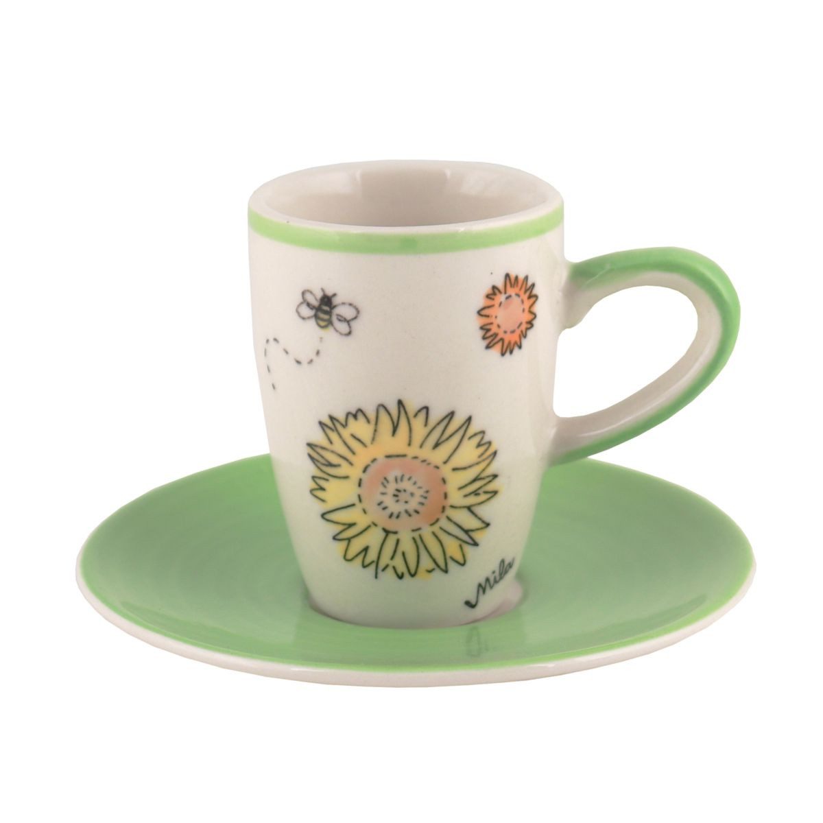 Mila Espressotasse Mila Keramik Espresso-Tasse mit Untere Sunny Sunflowers, Keramik