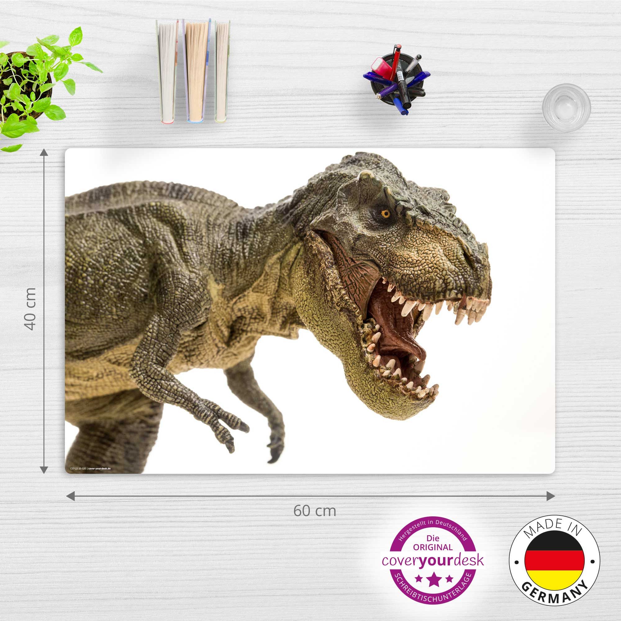 cover-your-desk.de Schreibtischunterlage – “Dinosaurier Tyrannosaurus“ – aus Premium Vinyl – Made in Germany, (1 tlg)
