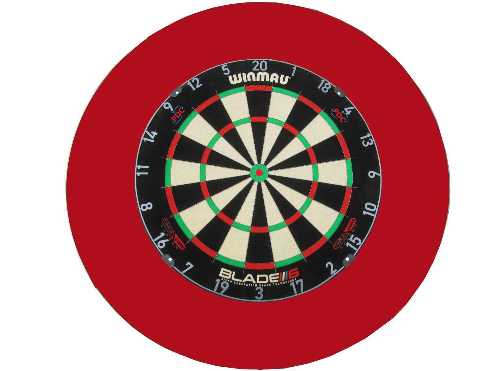 Dartscheibe Winmau Blade 6 Triple Core PDC Carbon Steel Dartboard Surround Rot