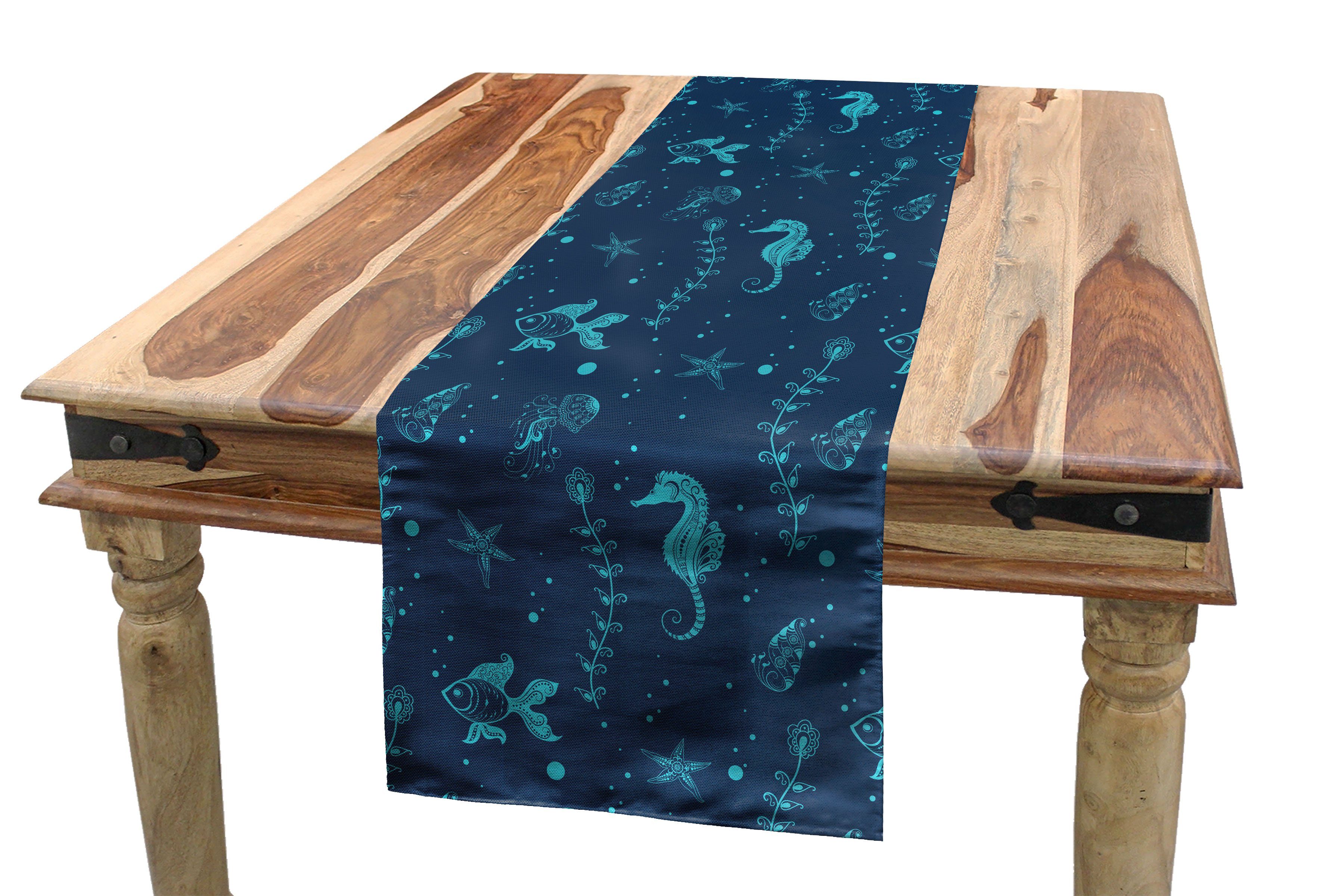 Abakuhaus Tischläufer Esszimmer Dekorativer Goldfish Tischläufer, Seahorse Unterwasser- Küche Rechteckiger