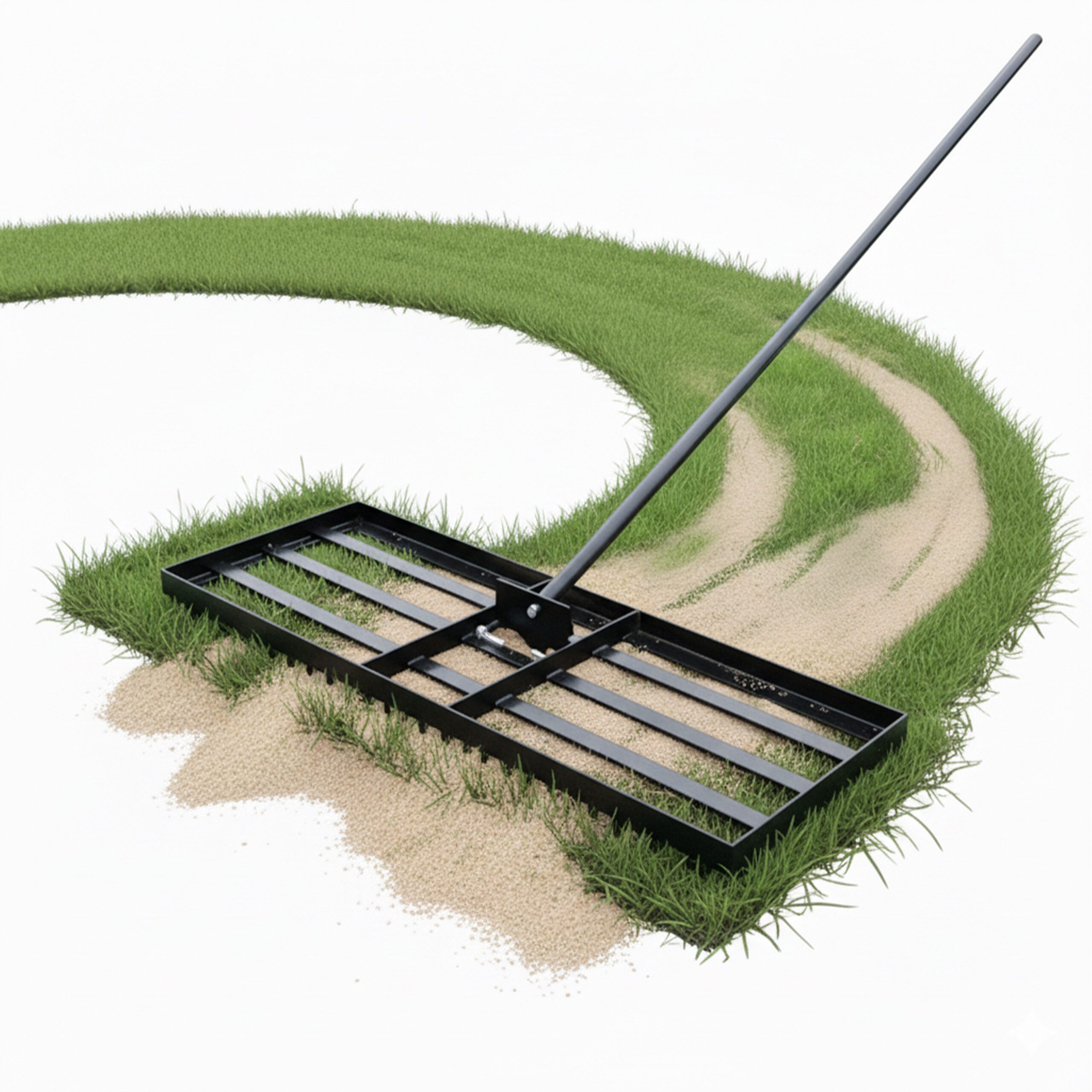 relaxdays Rasenrechen Rasenrakel 76 x 25 cm, 76 cm Arbeitsbreite, mit 200 cm langem Stiel