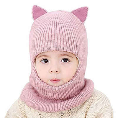 HYTIREBY Schlapphut Kinder Mütze Mädchen Baby Strickmütze Ohren Schal Mütze Winter