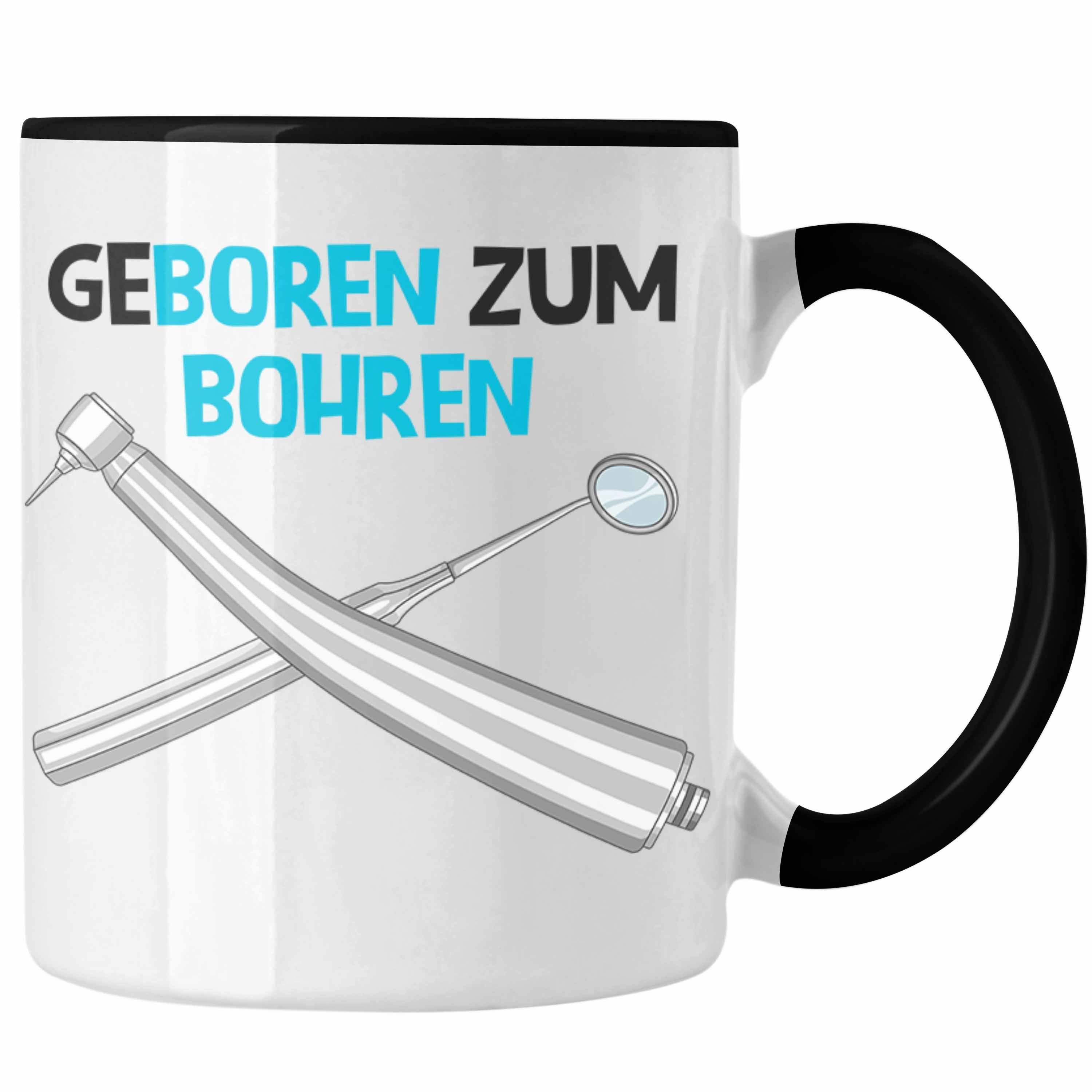 Trendation Tasse Trendation - Zahnmedizinische Schwarz Spruch Tasse Fachangestellte mit Zahnarzt Zahnartzhelferin Geschenkidee Geschenk