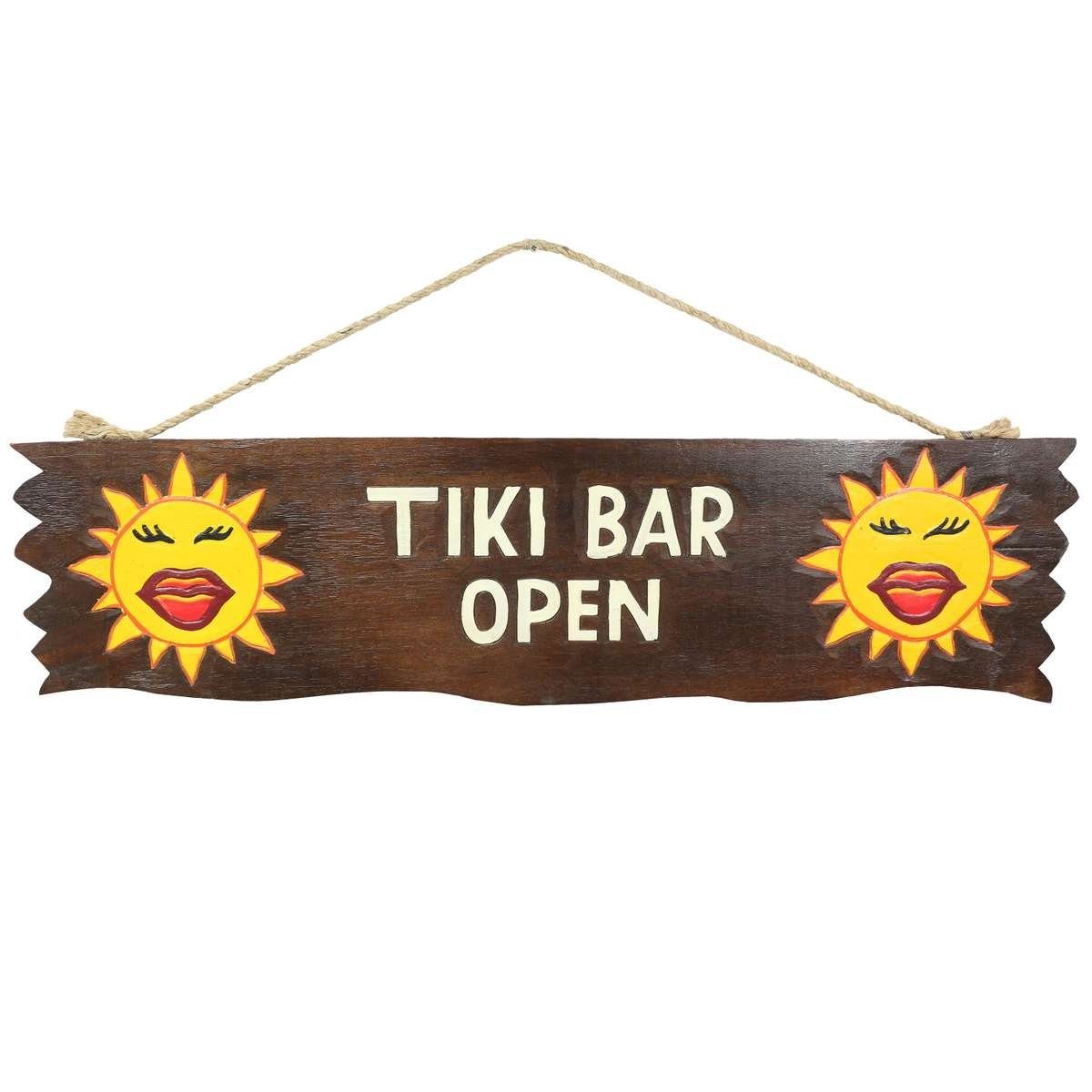 Tiki Oriental (1 Wandschild St), 100 Handarbeit Sonne Galerie Open Bar Wandbild L5, cm Schriftzug