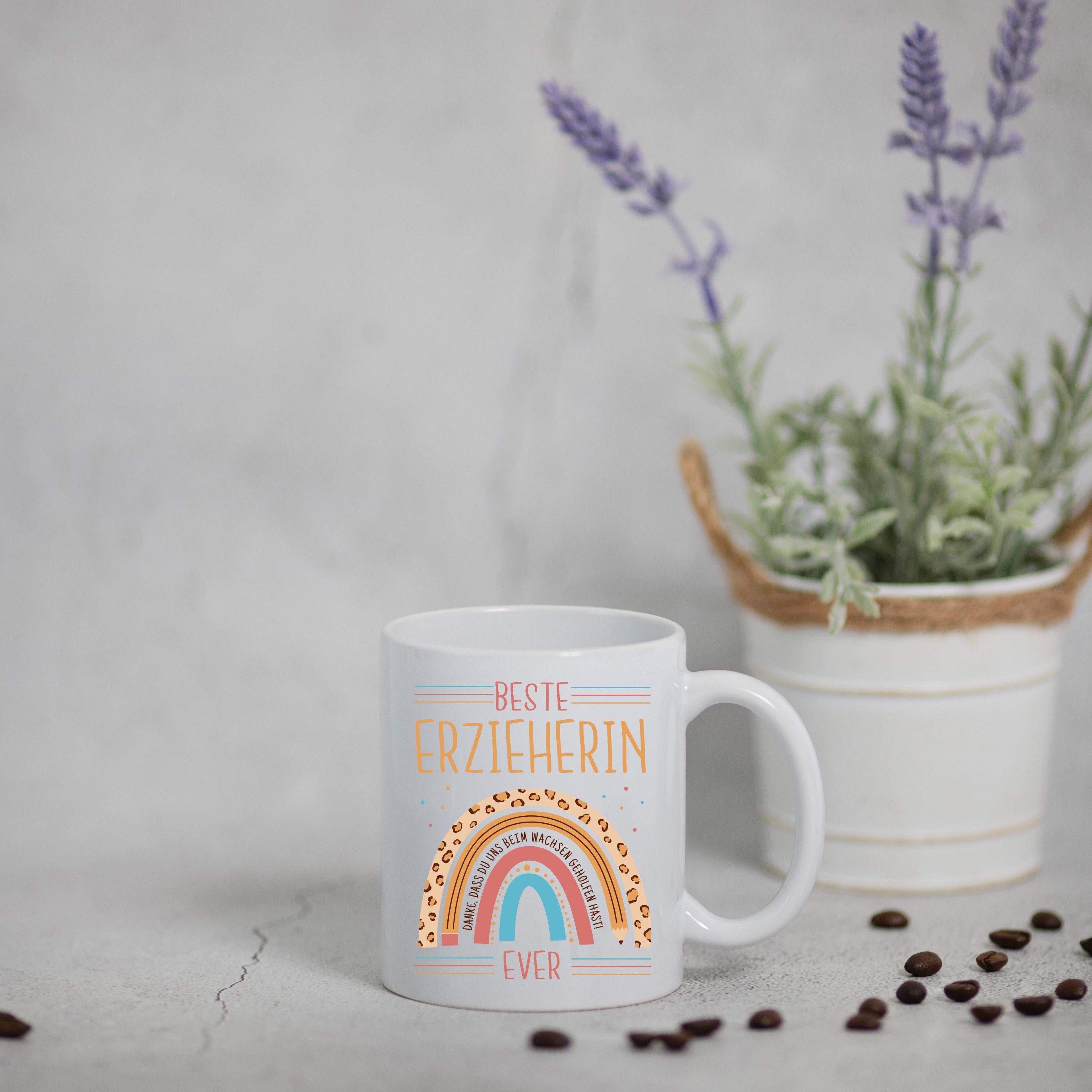 Youth Designz Tasse Beste Erzieherin Ever Kaffeetasse Geschenk und Süßem Spruch, Keramik, mit trendigem Druck