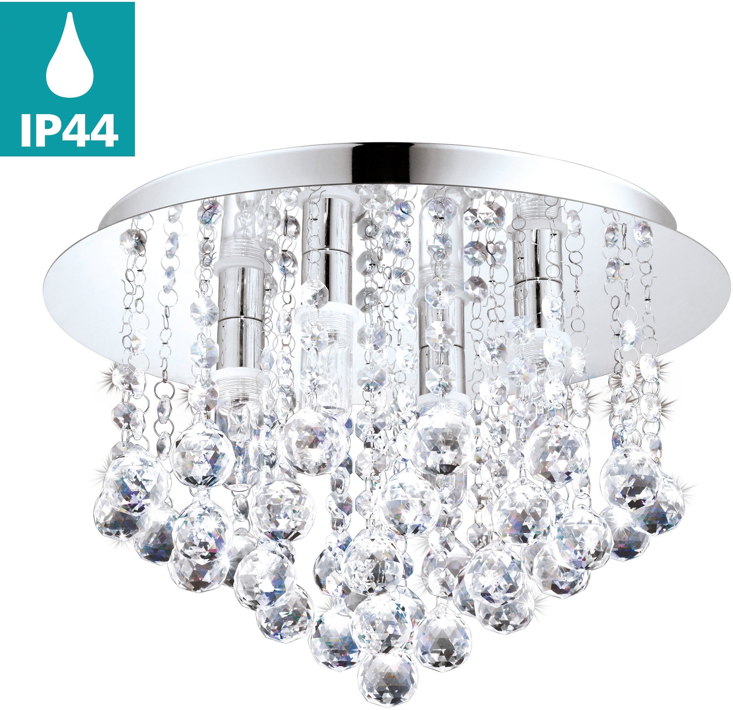 EGLO LED Deckenleuchte ALMONTE, LED wechselbar, Warmweiß, chrom / spritzwas günstig online kaufen