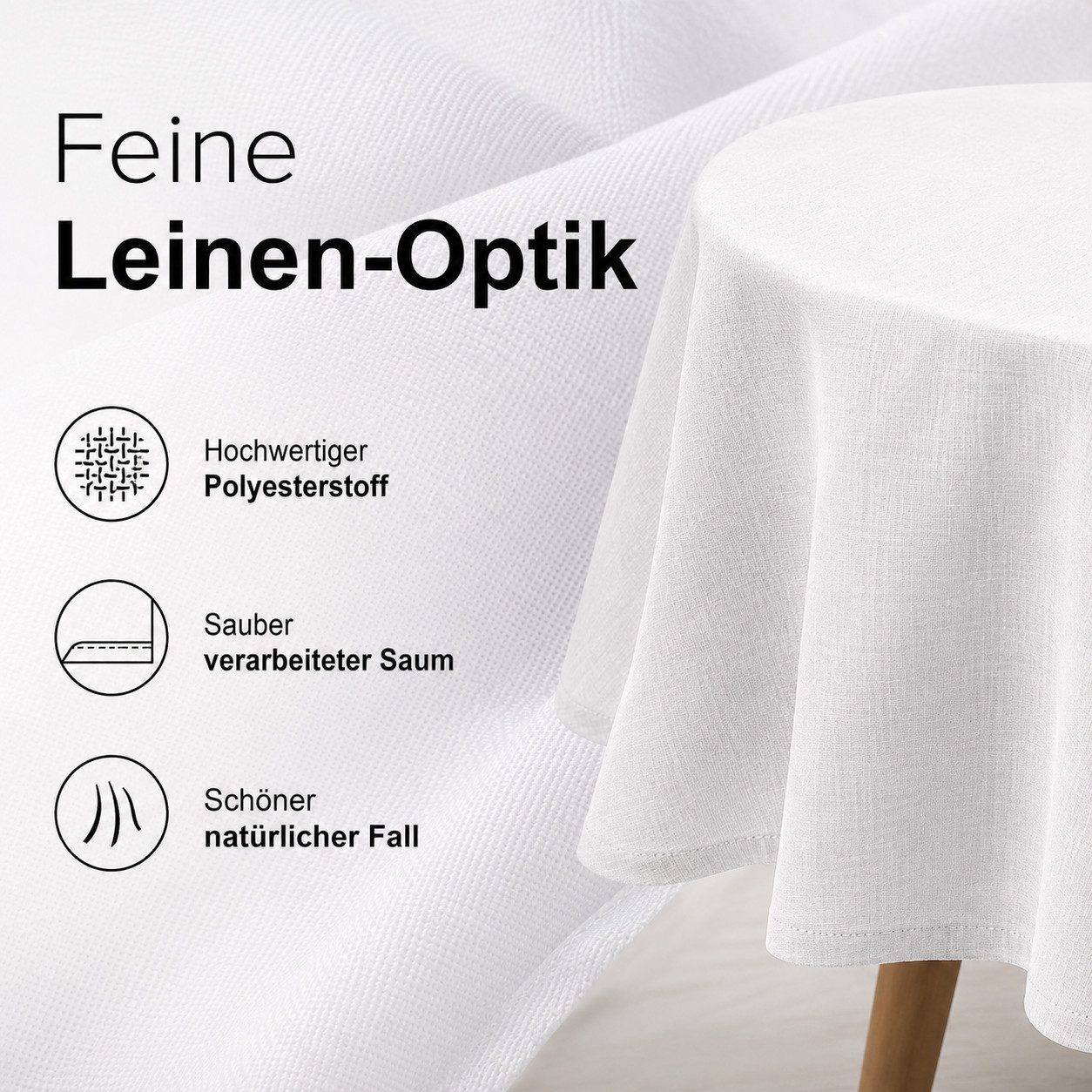 Simurq Tischdecke Rund 140 Leinenoptik Lotuseffekt Tischwäsche Wasserabweisend (Tischwäsche Wasserabweisend, Tischdecke Rund φ140cm), Tischdecke Abwaschbar Outd – Bild 3 von 5