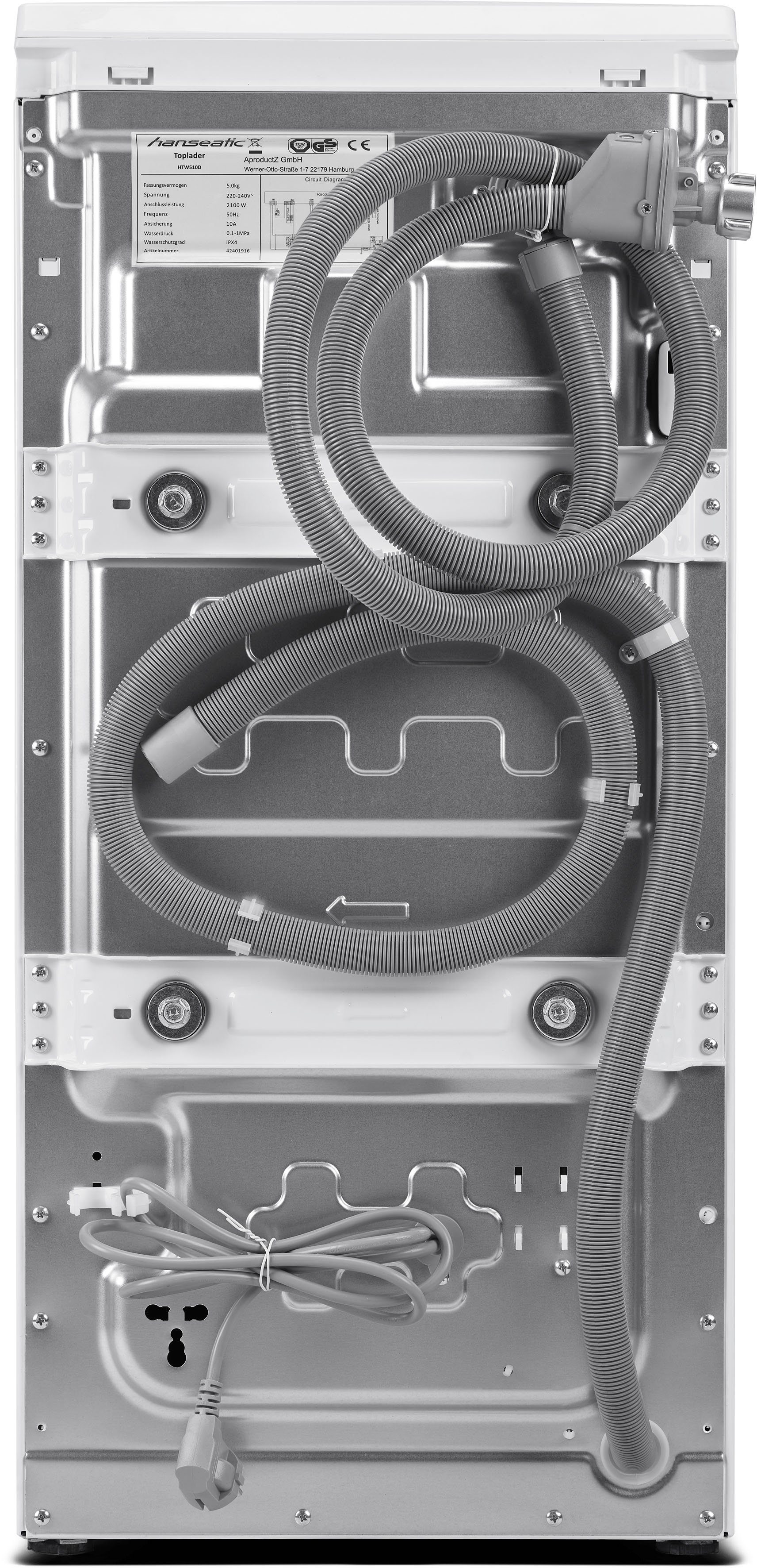 Hanseatic Waschmaschine Toplader HTW510D, 5 kg, U/min, 1000 Mengenautomatik, Überlaufschutzsystem