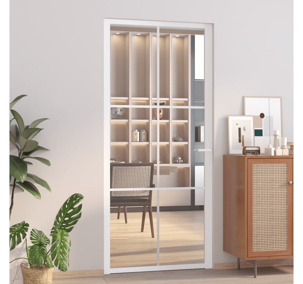 Thumbnail - vidaXL Zimmertür, Innentür 93x201,5 cm Weiß ESG-Glas und Aluminium