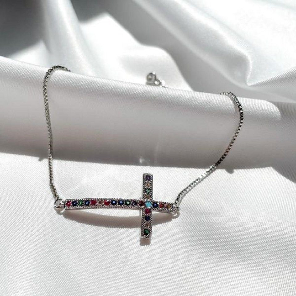 inkl. Steine in Silber Armband bunte Geschenkbox Schmuck (1-tlg) ENGELSINN verstellbar Kreuz
