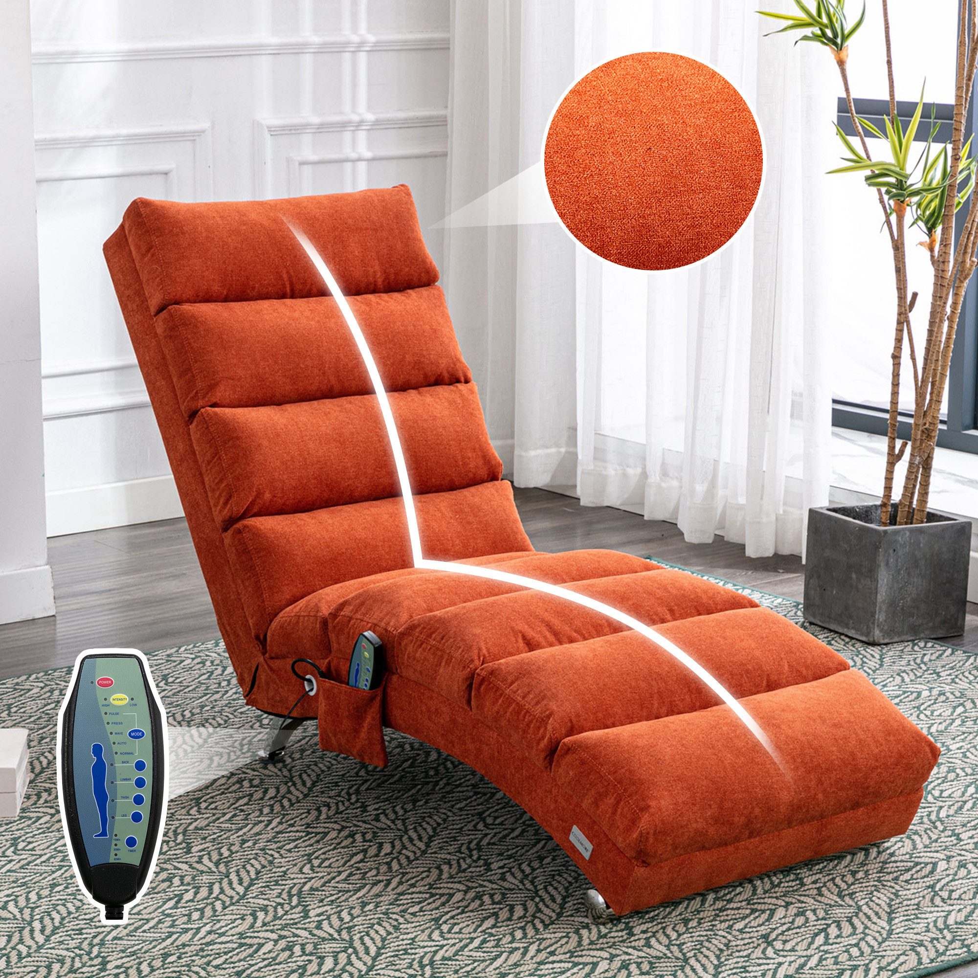 Furnishings Home Massagesessel Relaxliege Elektrisch Relaxsessel Schlafsessel (5 Sanfte Massageprogramme mit Fernbedienung,250 kg Belastungskapazität), Ergonomische Fernbedienungs-Steuerung