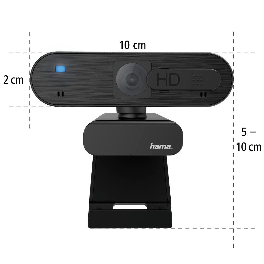 Hama PC Webcam für Laptop PC, Streaming, Chatten mit Mikrofon, Windows Mac Full HD-Webcam (Full HD, Plug & Play, verschließbare Linse, Standfuß, Stativgewinde, drehbar)