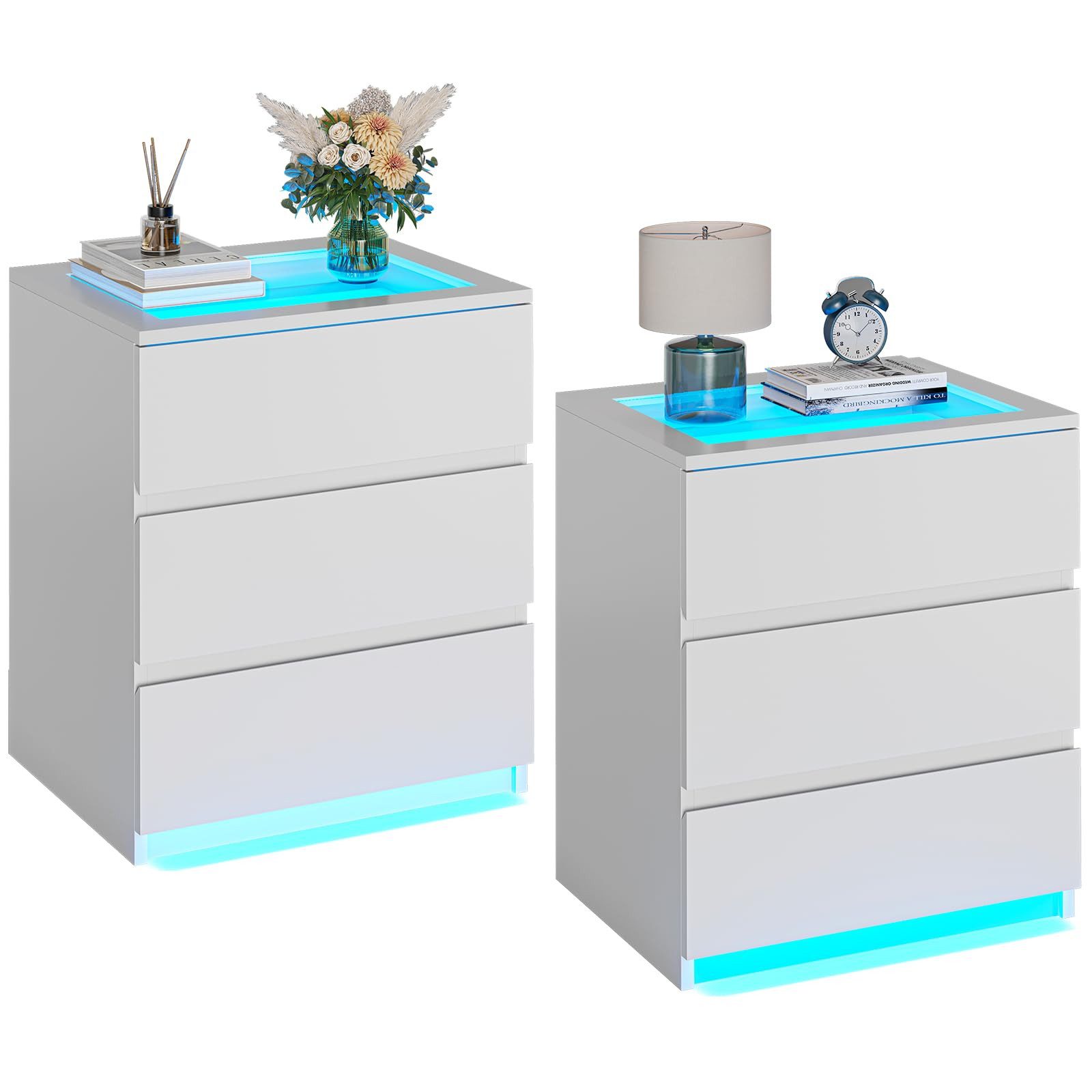 MSMASK Nachttisch mit LED-Beleuchtung, Beistelltisch, 3 günstig online kaufen