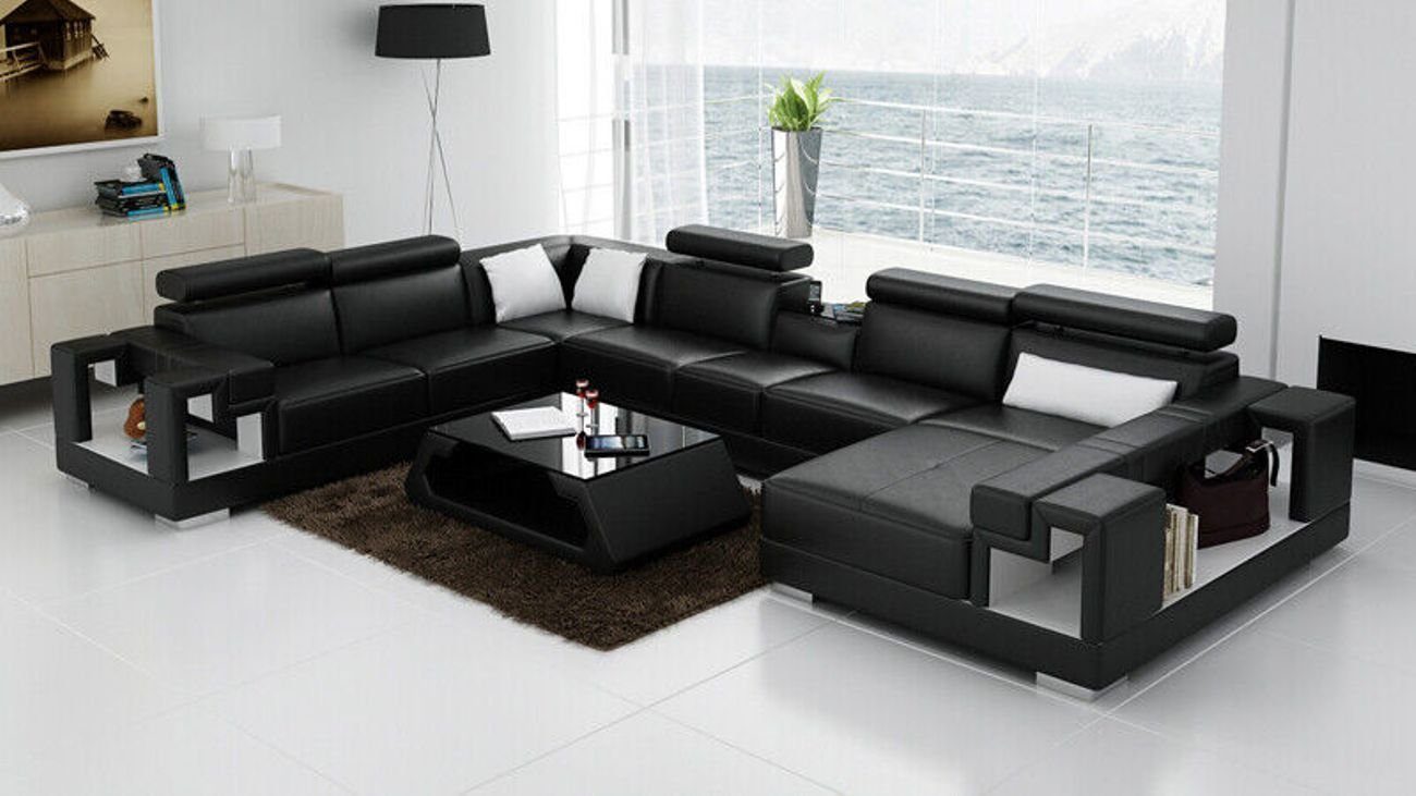 JVmoebel Ecksofa Ecksofa Garnitur Modern Sofa USB Ledersofa Sofa Couch Wohnlandschaft