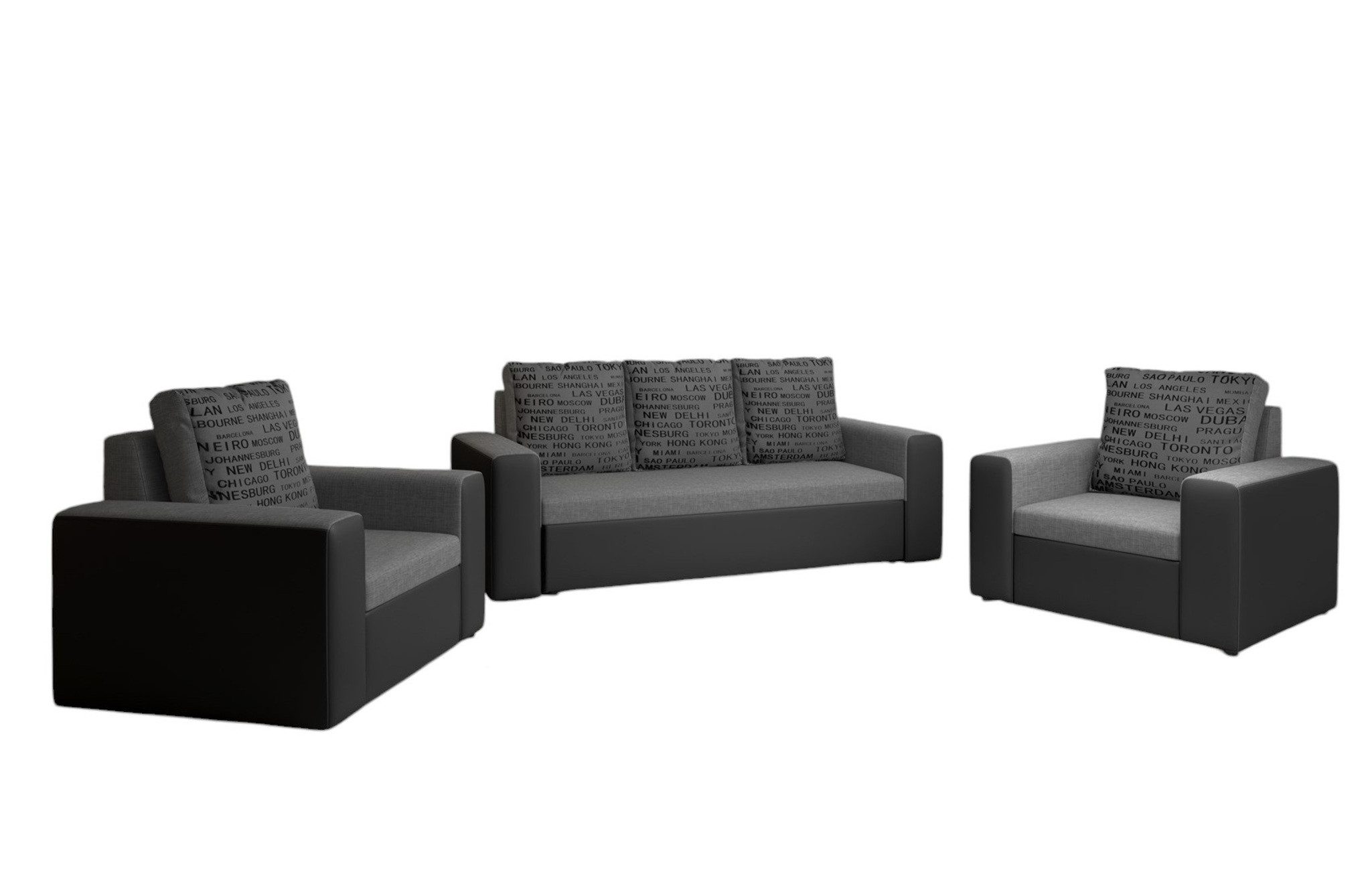 Fun Möbel Polstergarnitur Sofa Set LEEDS 3-1-1 Sofagarnitur Kunstleder-Webstoff, (inkl. 5 Rückenkissen), Inkl. Bettkasten