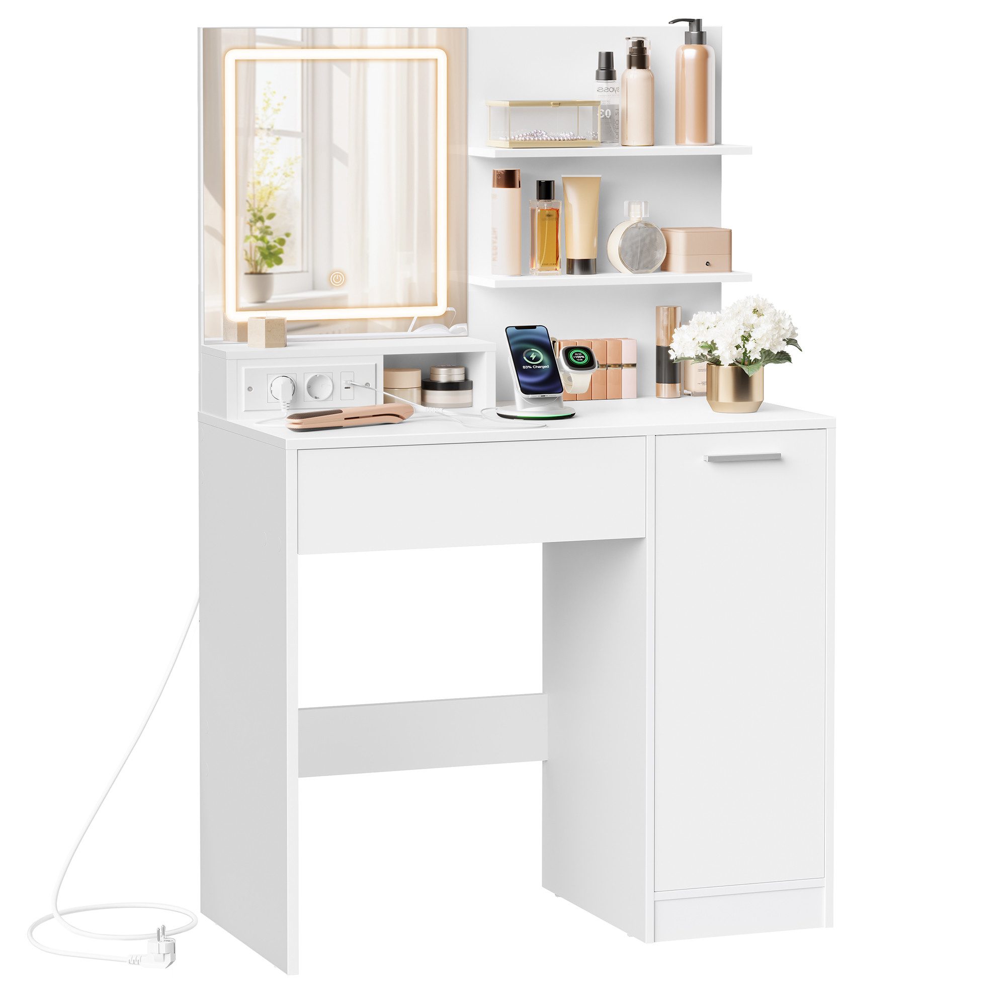 VASAGLE Schminktisch Frisiertisch, Kosmetiktisch, Schublade und offene Abla günstig online kaufen