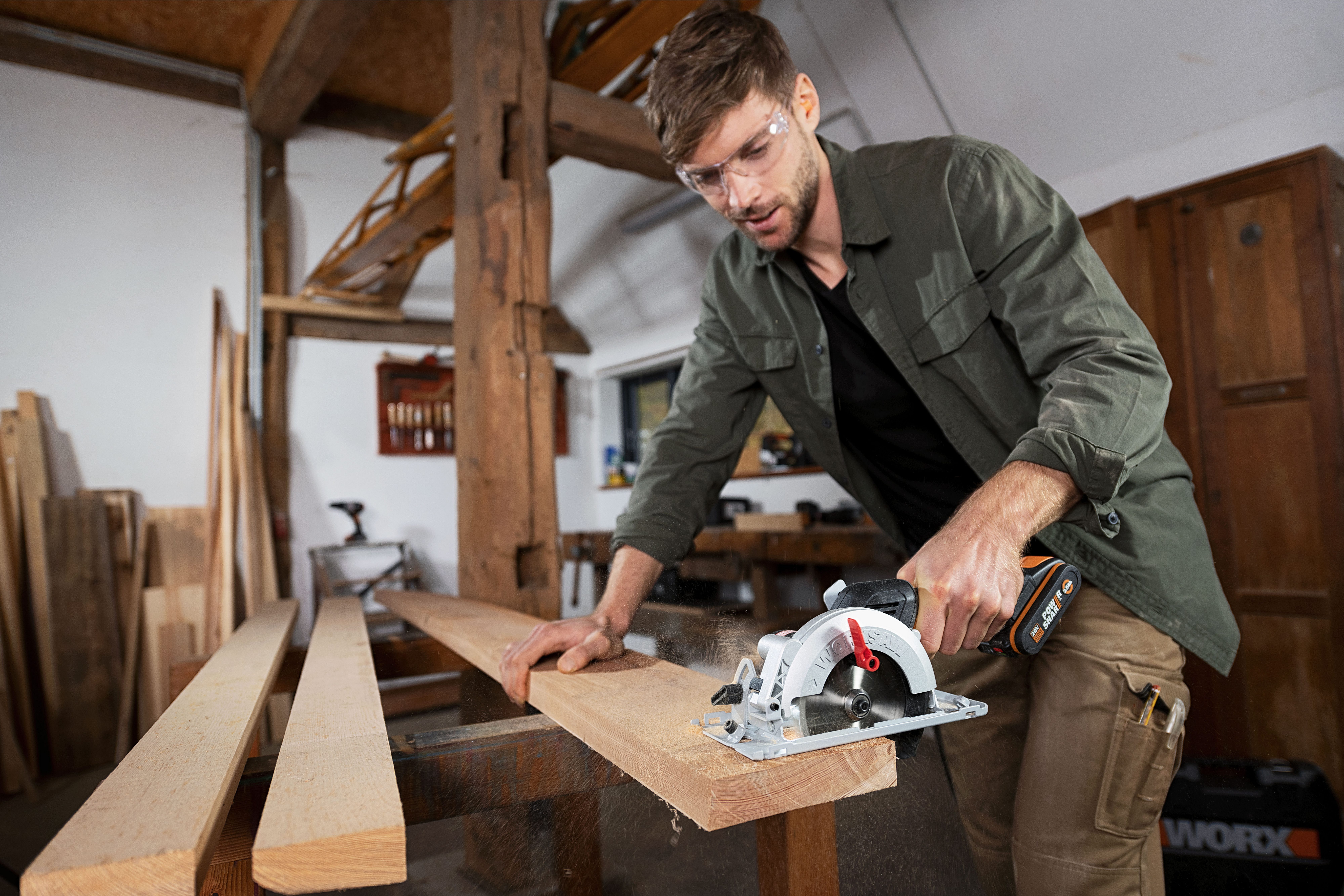 Worx Akku-Handkreissäge WX531.9 NITRO, für präzise Schnitte in Holz, Metall, PVC uvm., ohne Akku & Ladegerät