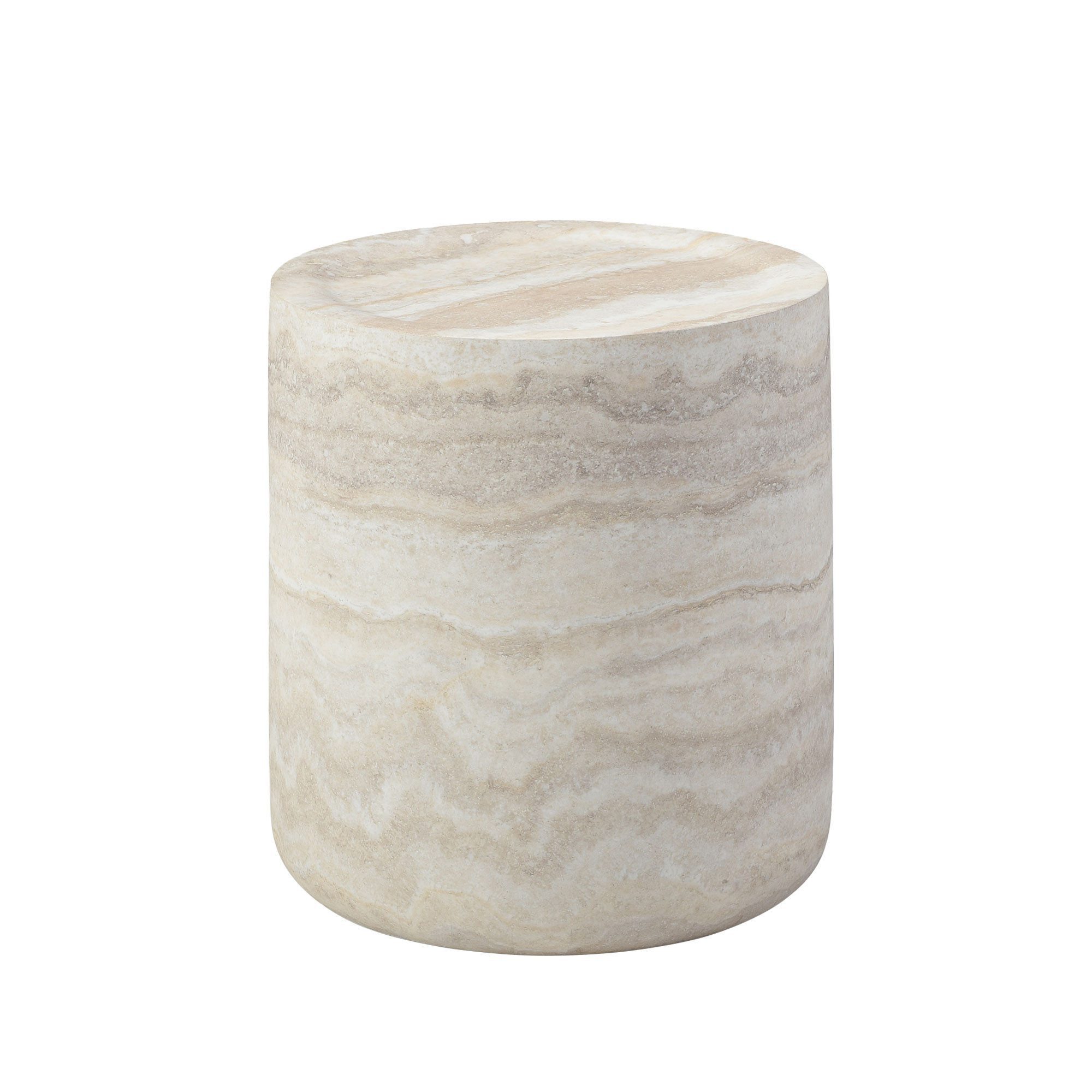 NJLyuhome Couchtisch Zylindrischer Beistelltisch & Wohnzimmertisch, 40 x 40 x 45,5 cm (1-St), Wunderschöner Travertin-Look aus strapazierfähigem Glasfaserbeton – Bild 3 von 5
