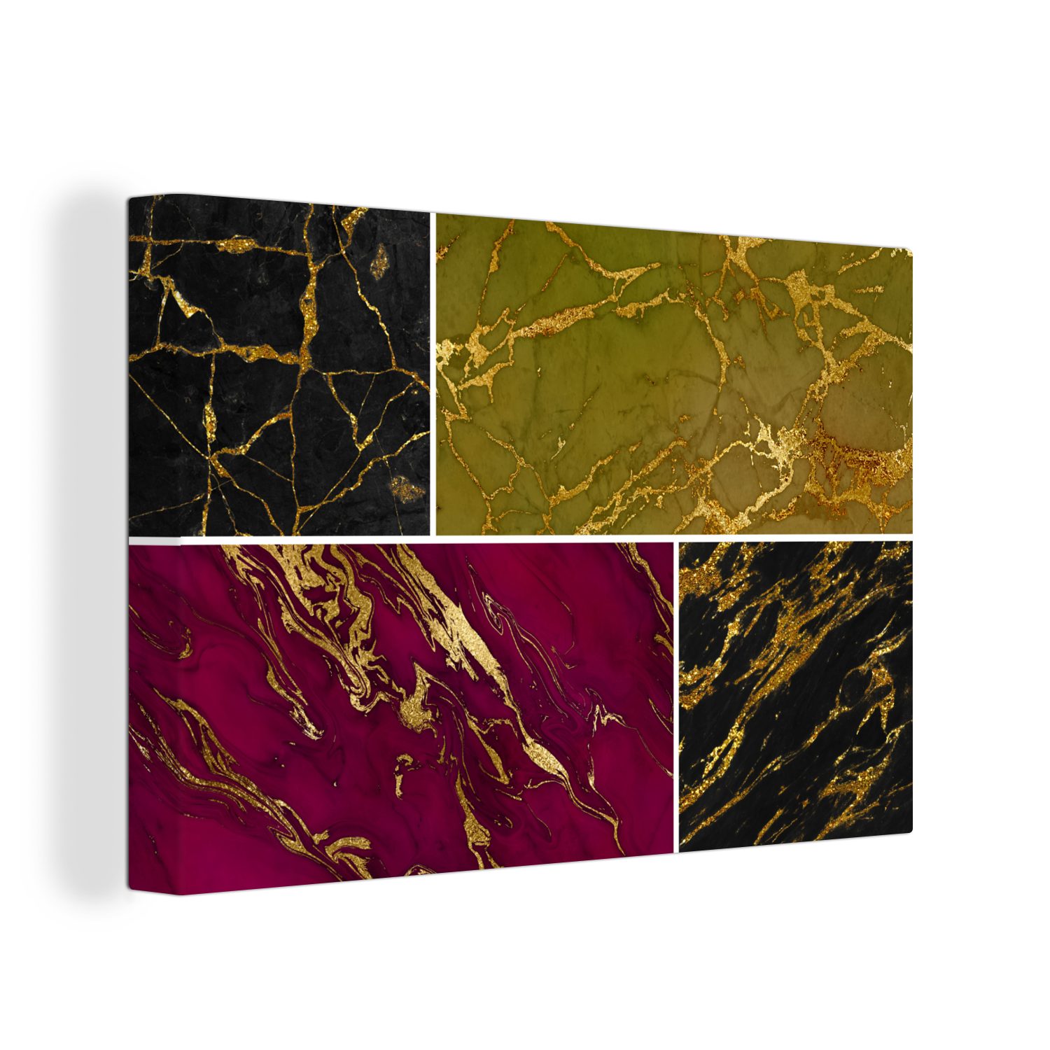 Wanddeko, Leinwandbild Wandbild 30x20 St), OneMillionCanvasses® Aufhängefertig, (1 - cm Gold Leinwandbilder, Marmor Luxus, -