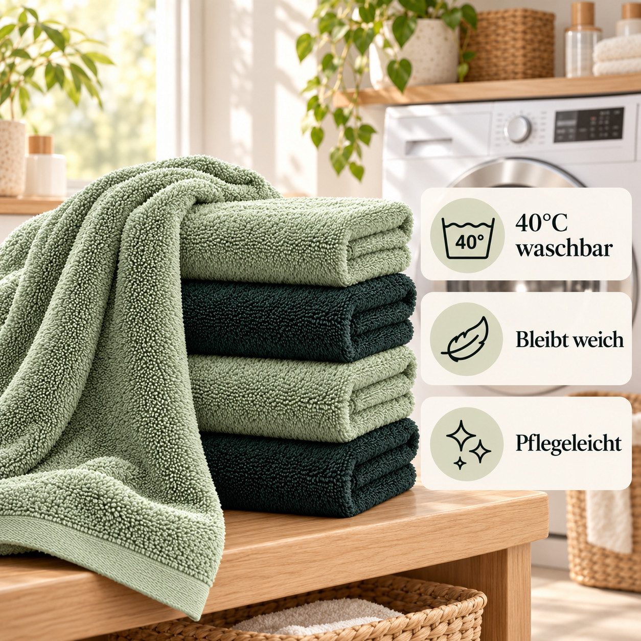 BARBONS Handtuch Set Handtücher 6-tlg, 2x Badetuch & 4x Badehandtuch Duschtücher, (6-St), Walkfrottee, 100% Baumwolle, saugstark, weich – Bild 5 von 5