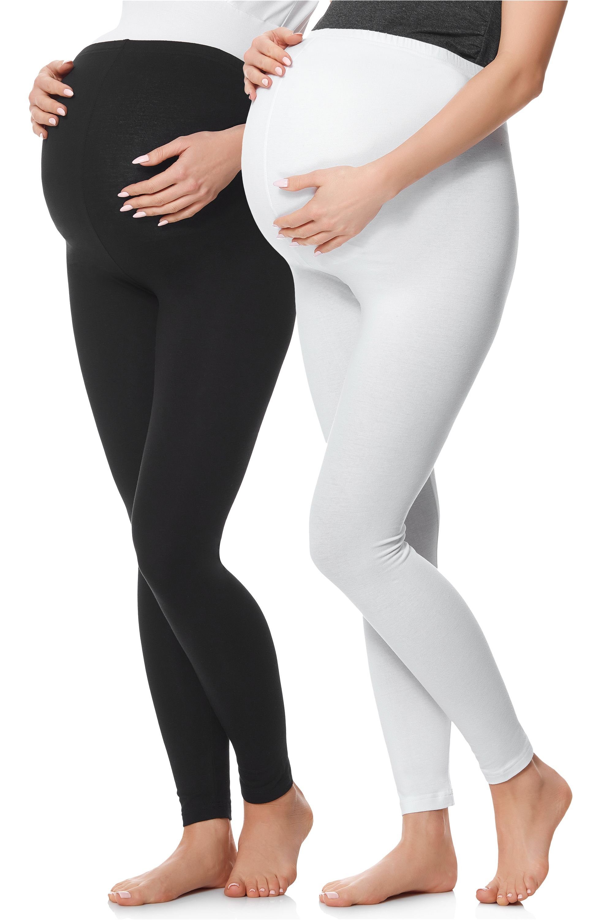 Be Mammy Umstandsleggings Lang Damen Umstandshose BE20-230 (2-tlg) aus Baumwolle