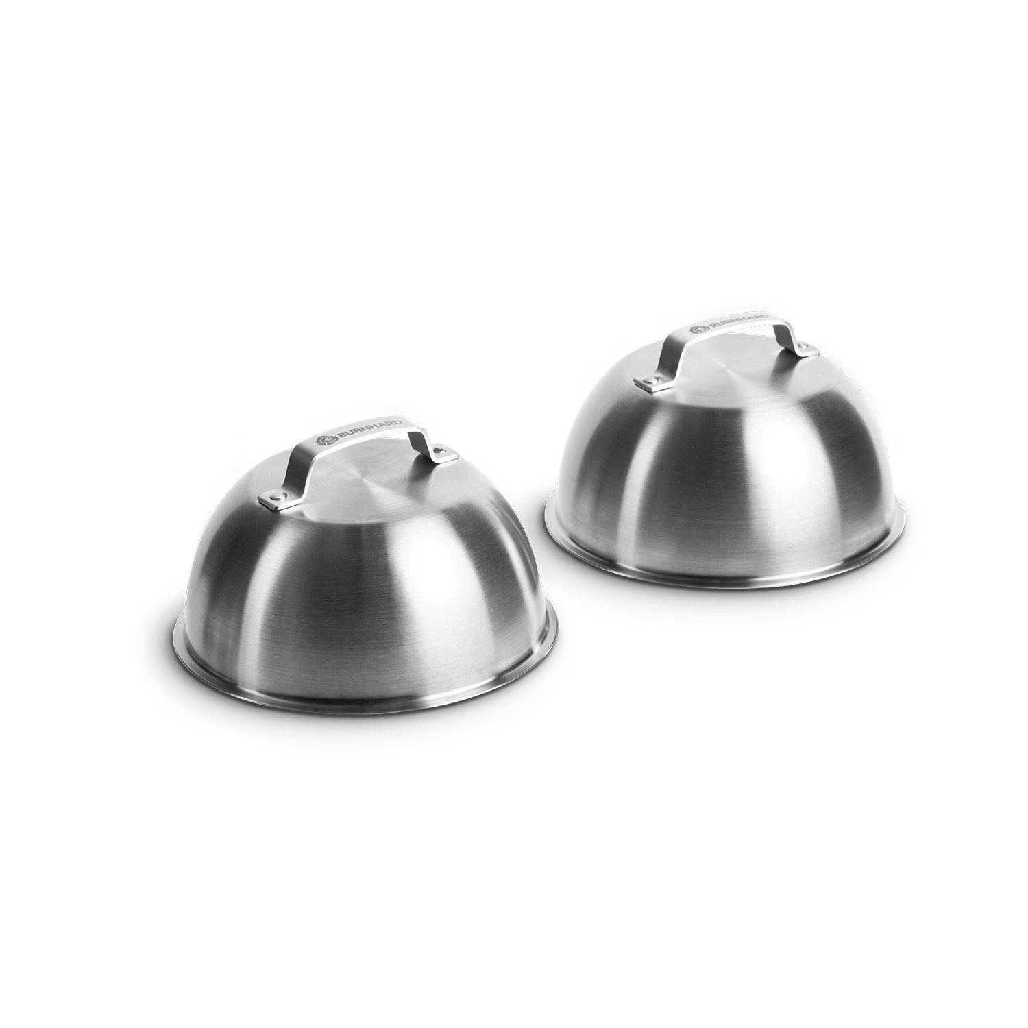 BURNHARD® Burgerpresse Burgerglocken 2-er Set Edelstahl (6 St), Edelstahl, 16 x 9 cm, Schmelzglocke für Cheeseburger