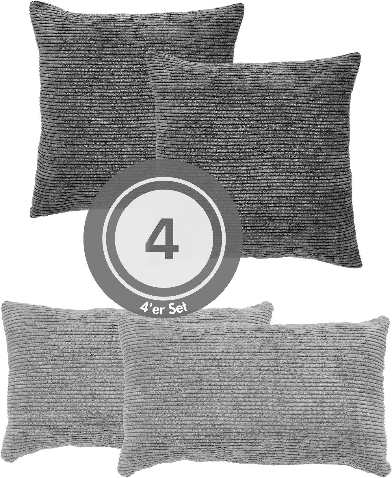 Andiamo Dekokissen "Cord Kissen Emy, 4er Set, Kissenhülle mit Füllung" Sofa günstig online kaufen