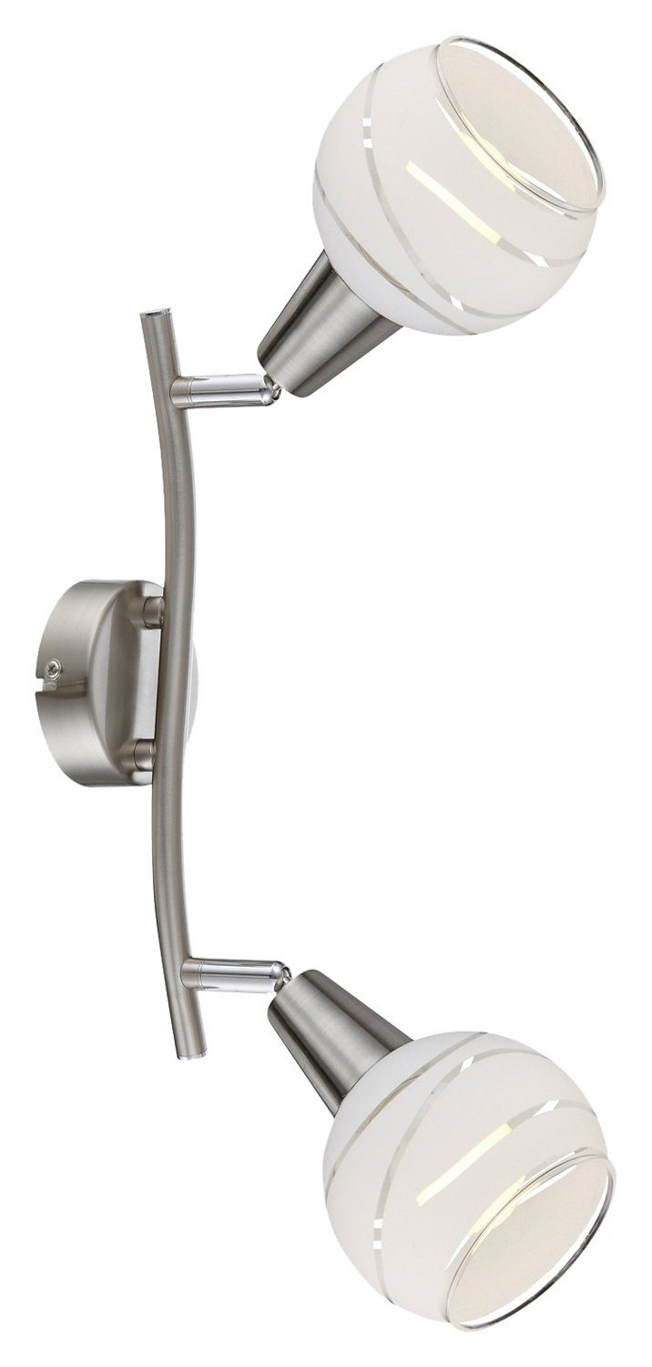 GLOBO LIGHTING LED Deckenstrahler MILOUD, 2-flammig, Nickel matt, Weiß, Glas, LED wechselbar, Warmweiß, Deckenlampe