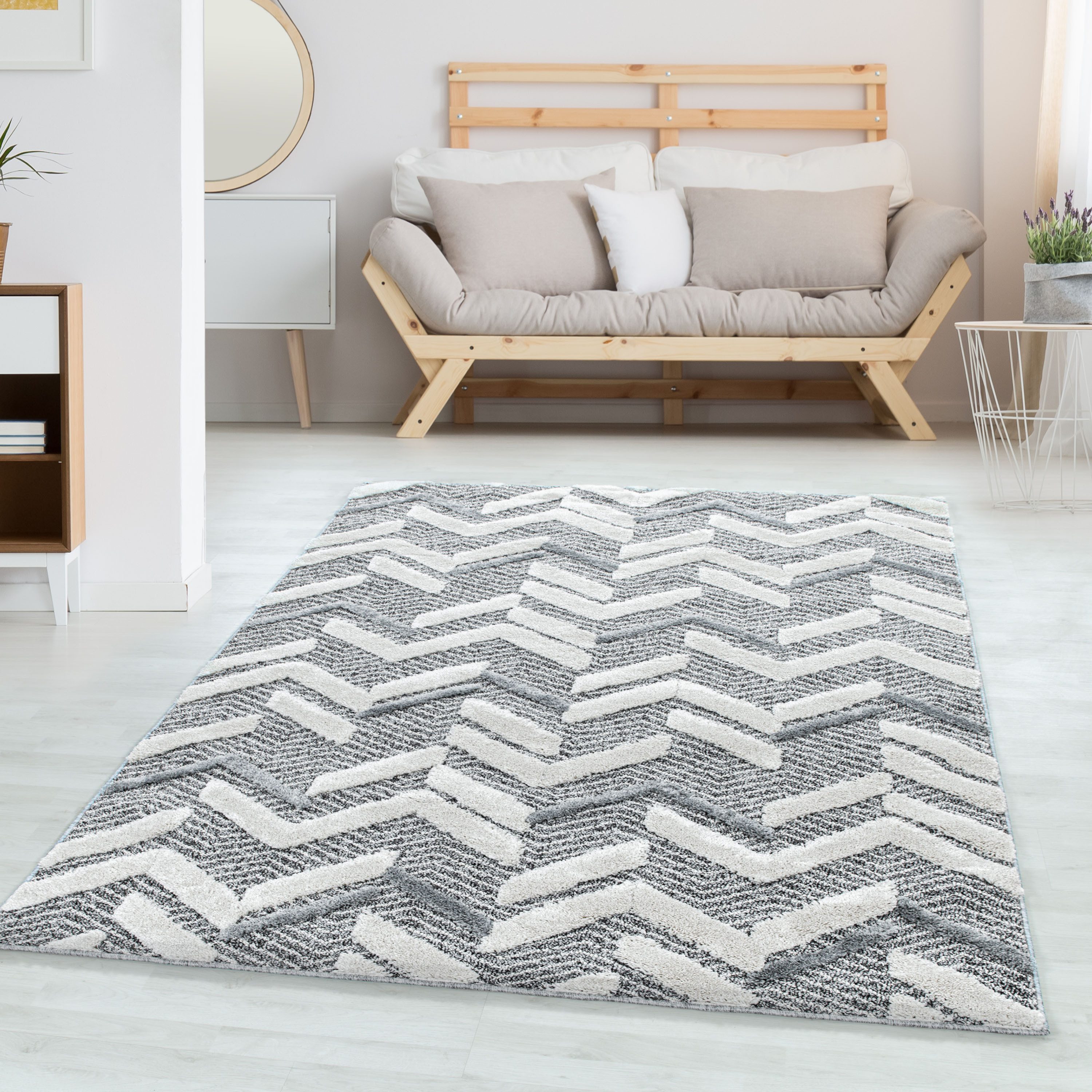 Hochflor-Teppich Berber-Design, Carpettex, Läufer, Höhe: 20 mm, Teppich Wohnzimmer Boho Design weich 3D Optik Skandinavische Stil