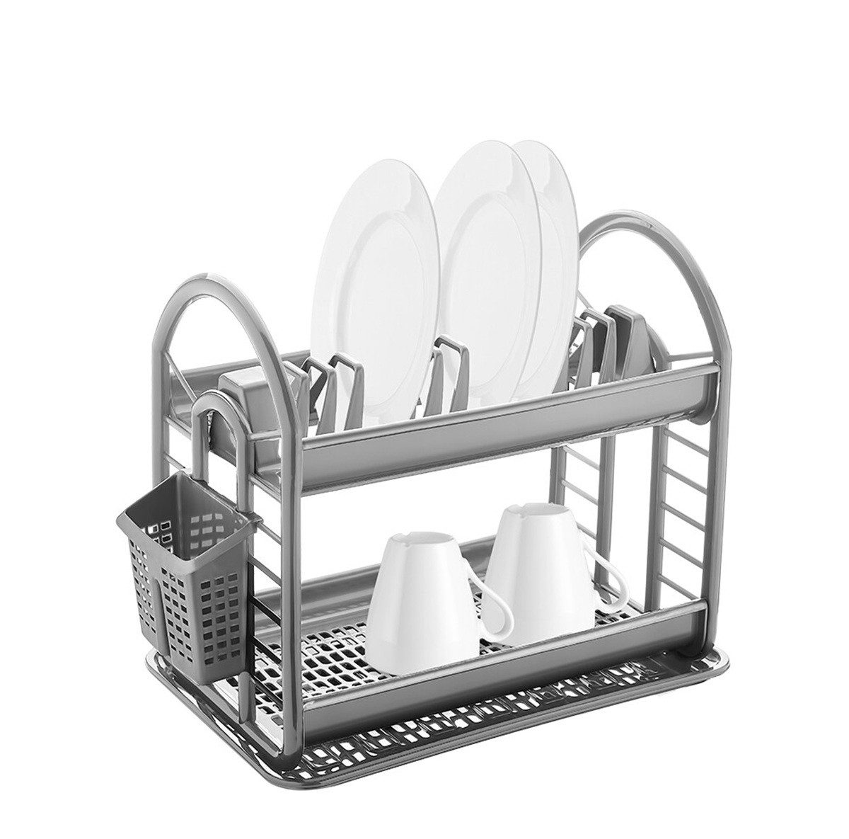 Michelino Geschirrständer Abtropfgestell in Grau 46 x 37 x 9 cm - platzsparend & praktisch