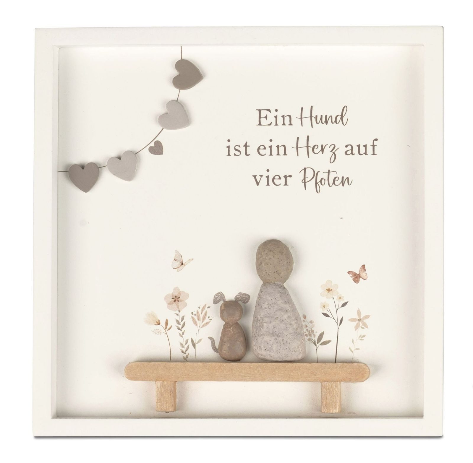 formano Holzbild Wandbild mit Spruch „Ein Hund ist ein Herz auf vier Pfoten“ Holz