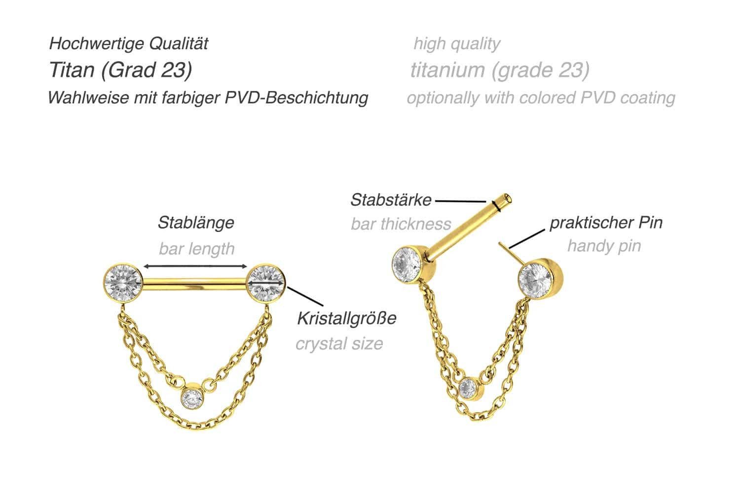 PIERCINGLINE Brustwarzenpiercing Titan Barbell mit Push günstig online kaufen