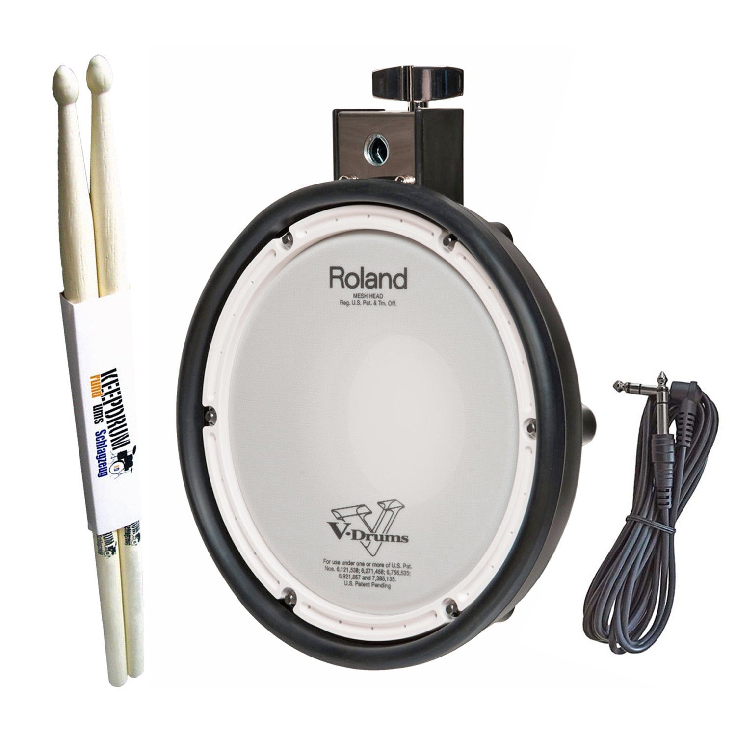 E-Drum Pads Roland PDX-8 V-Drum Pad 10 Zoll mit Schlagzeugstöcken