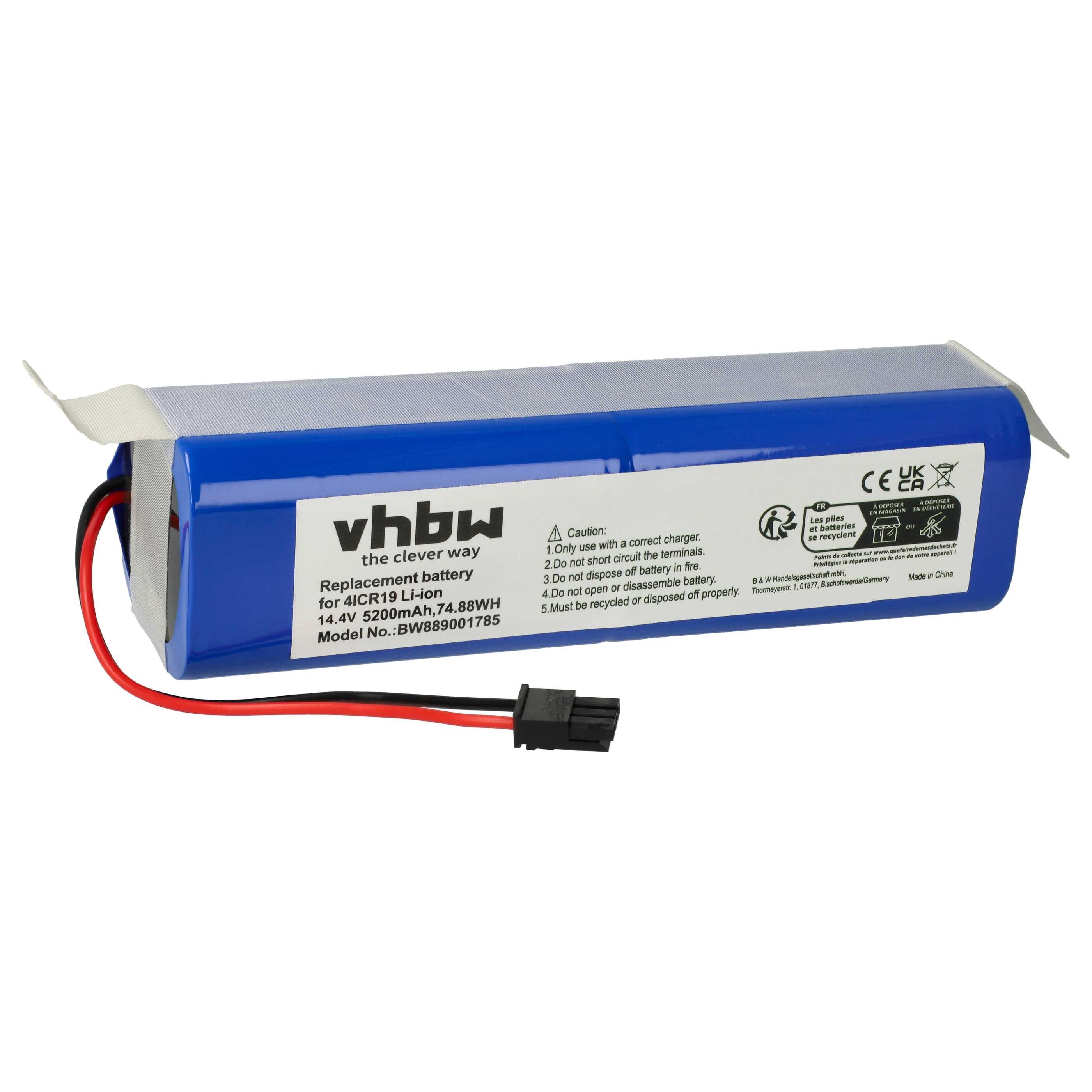 vhbw Akku passend für Eufy Robovac Clean X8 Pro Saugroboter (5200 mAh, 14,4 Staubsauger-Akku Akku Li-Ion 5200 mAh (14,4 V, 1 St), Leistungsfähiger Austausch-Akku für Ihren Saugroboter