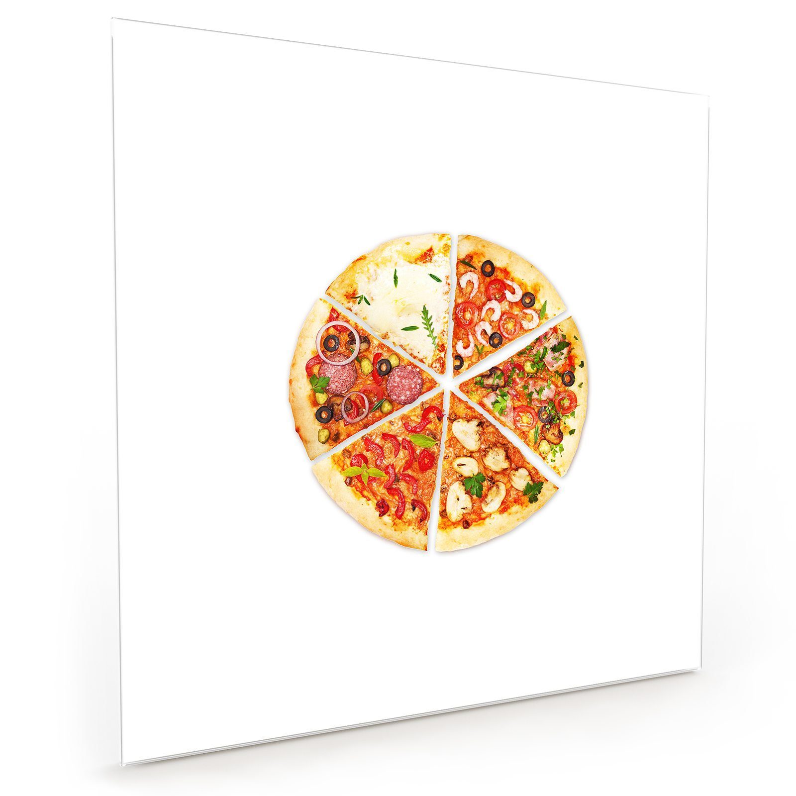 Primedeco Küchenrückwand Küchenrückwand Spritzschutz Glas mit Motiv Pizzaecken